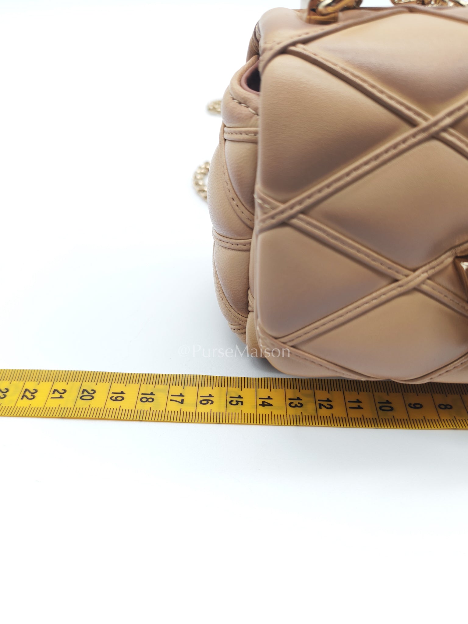 Malletage Mini in Beige Pink Lambskin Leather Chain Bag (Microchip) | Purse Maison Luxury Bags Shop