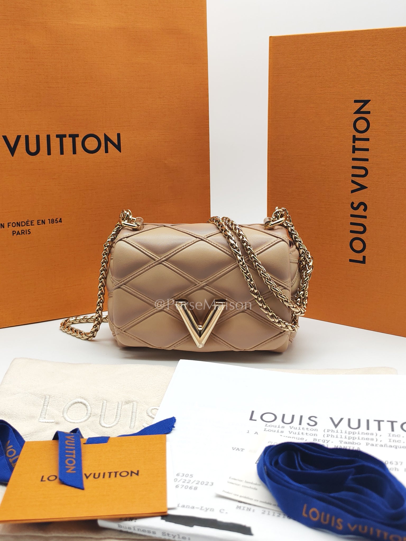 Malletage Mini in Beige Pink Lambskin Leather Chain Bag (Microchip) | Purse Maison Luxury Bags Shop