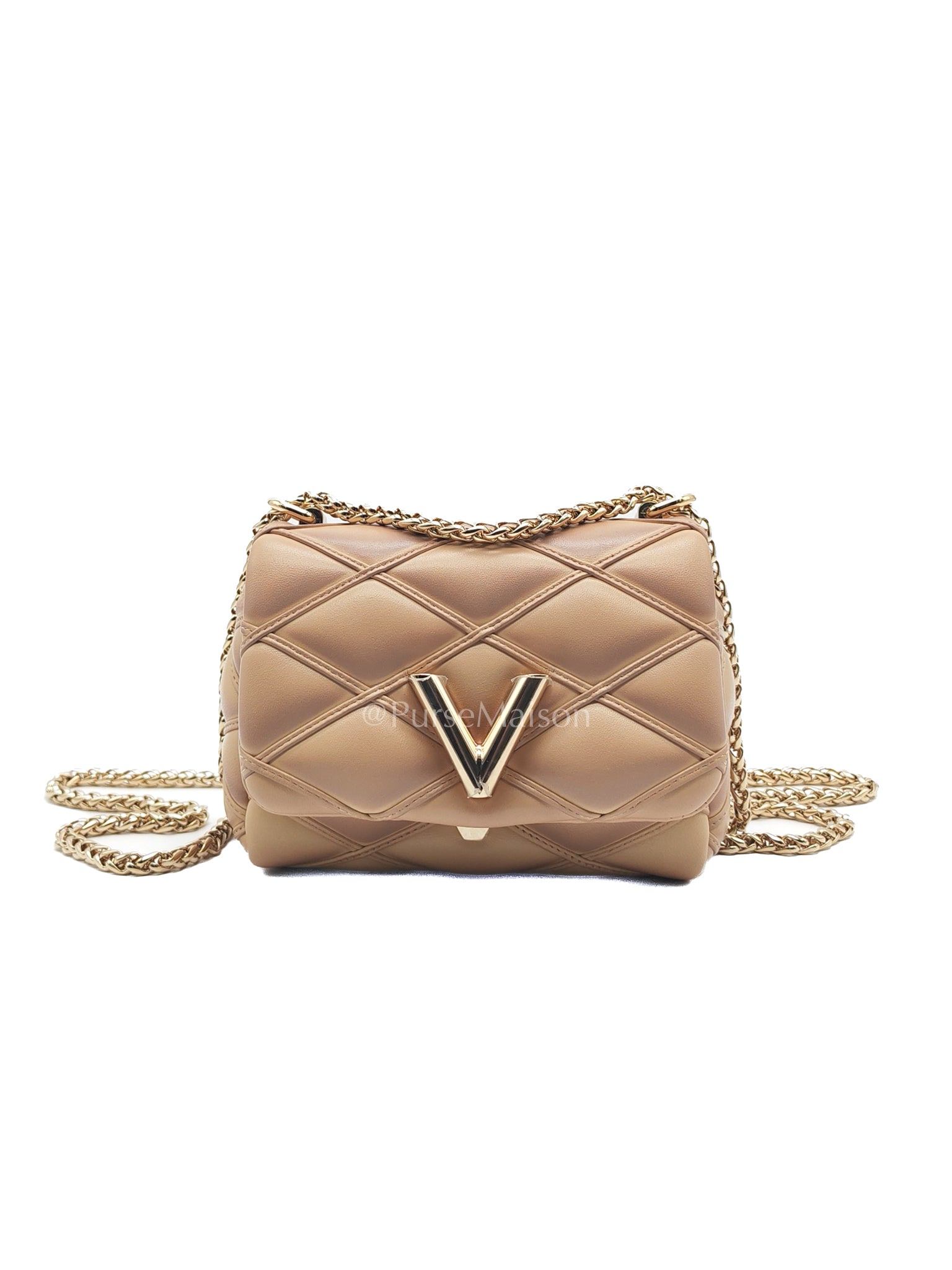 Malletage Mini in Beige Pink Lambskin Leather Chain Bag (Microchip) | Purse Maison Luxury Bags Shop