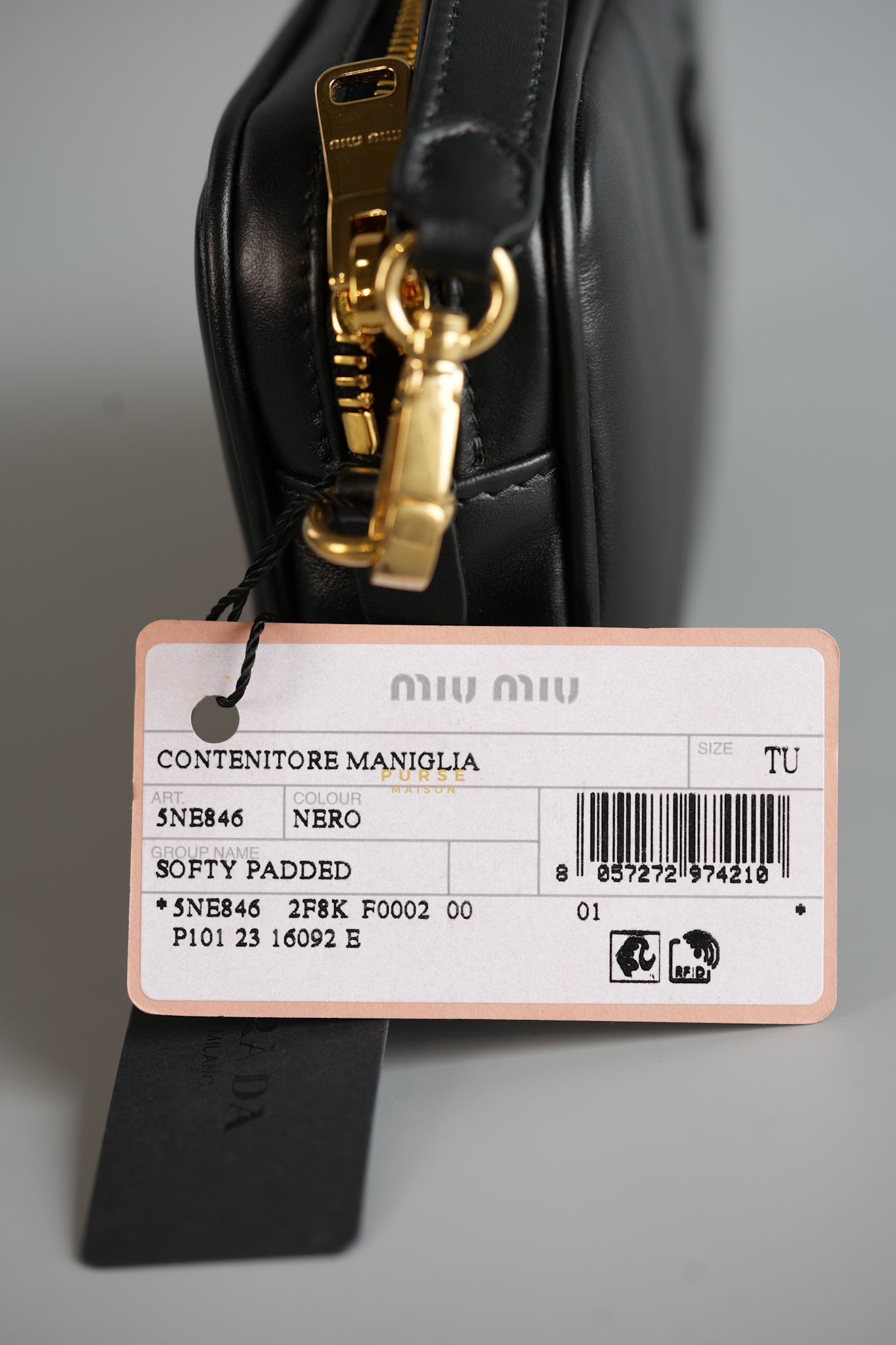 Maniglia Softy Padded Leather Noir Pouch | Purse Maison Luxury Bags Shop