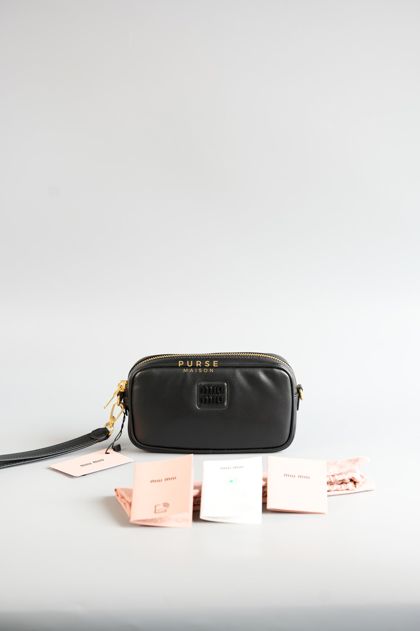 Maniglia Softy Padded Leather Noir Pouch | Purse Maison Luxury Bags Shop