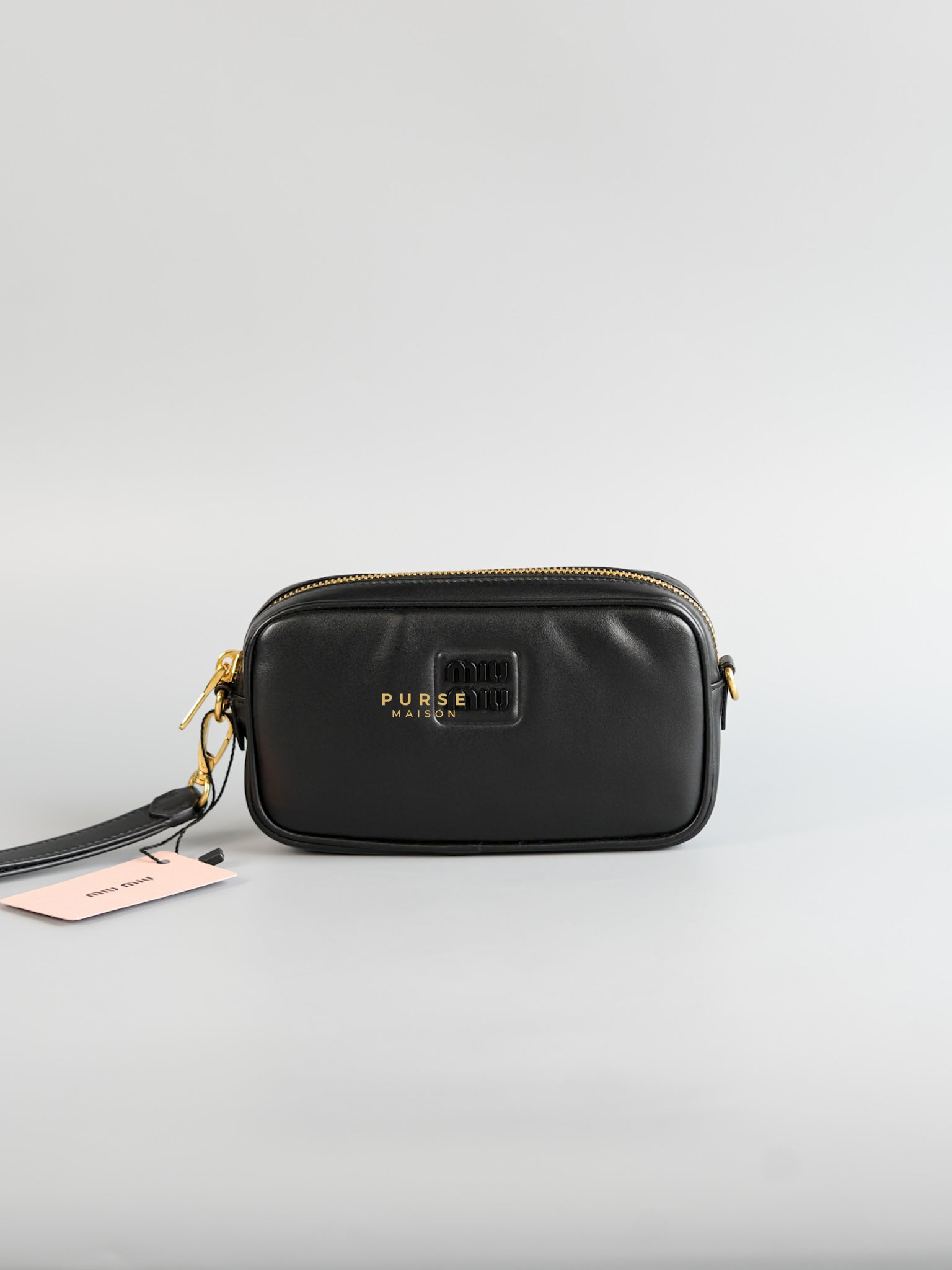 Maniglia Softy Padded Leather Noir Pouch | Purse Maison Luxury Bags Shop