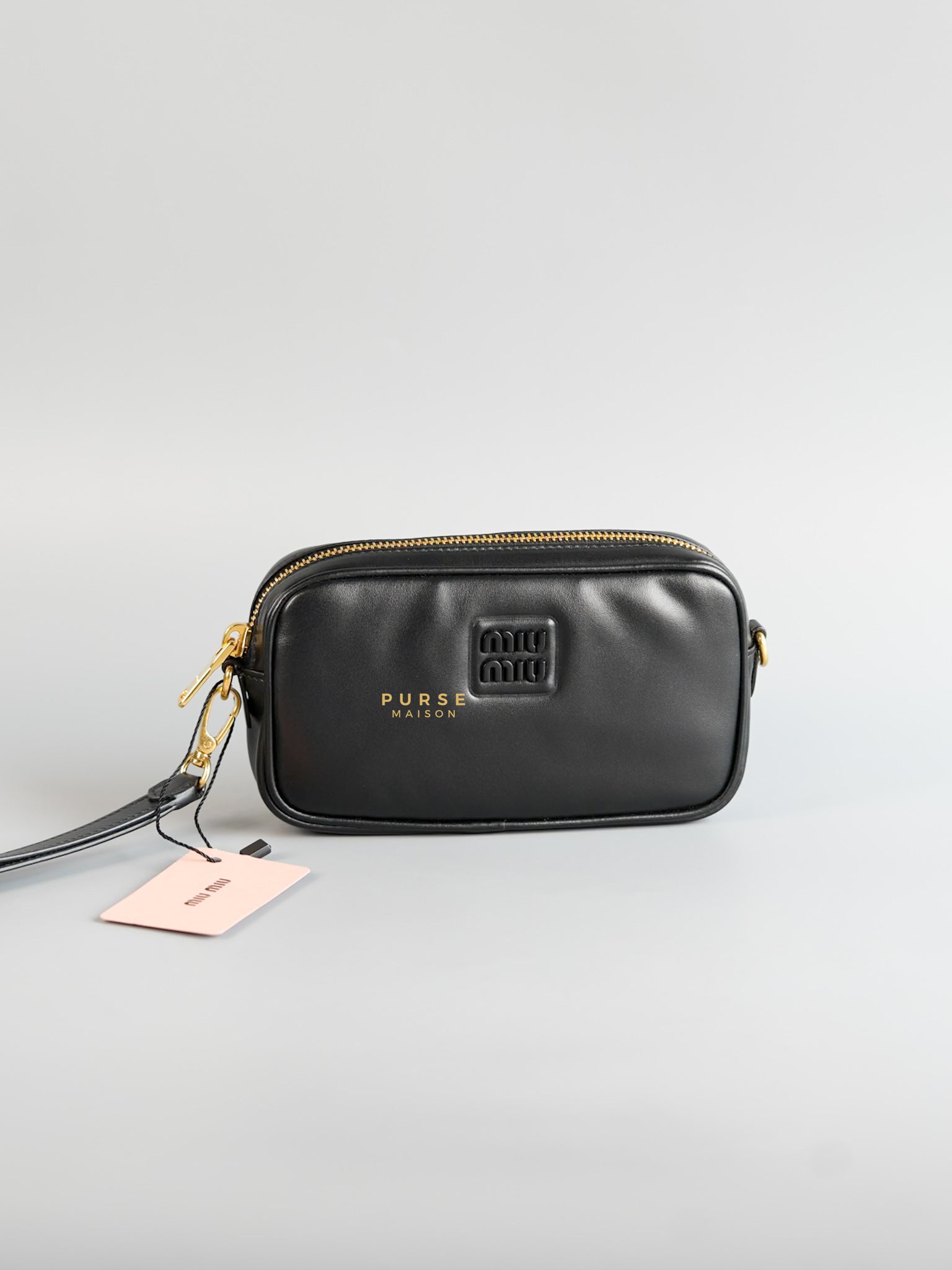 Maniglia Softy Padded Leather Noir Pouch | Purse Maison Luxury Bags Shop