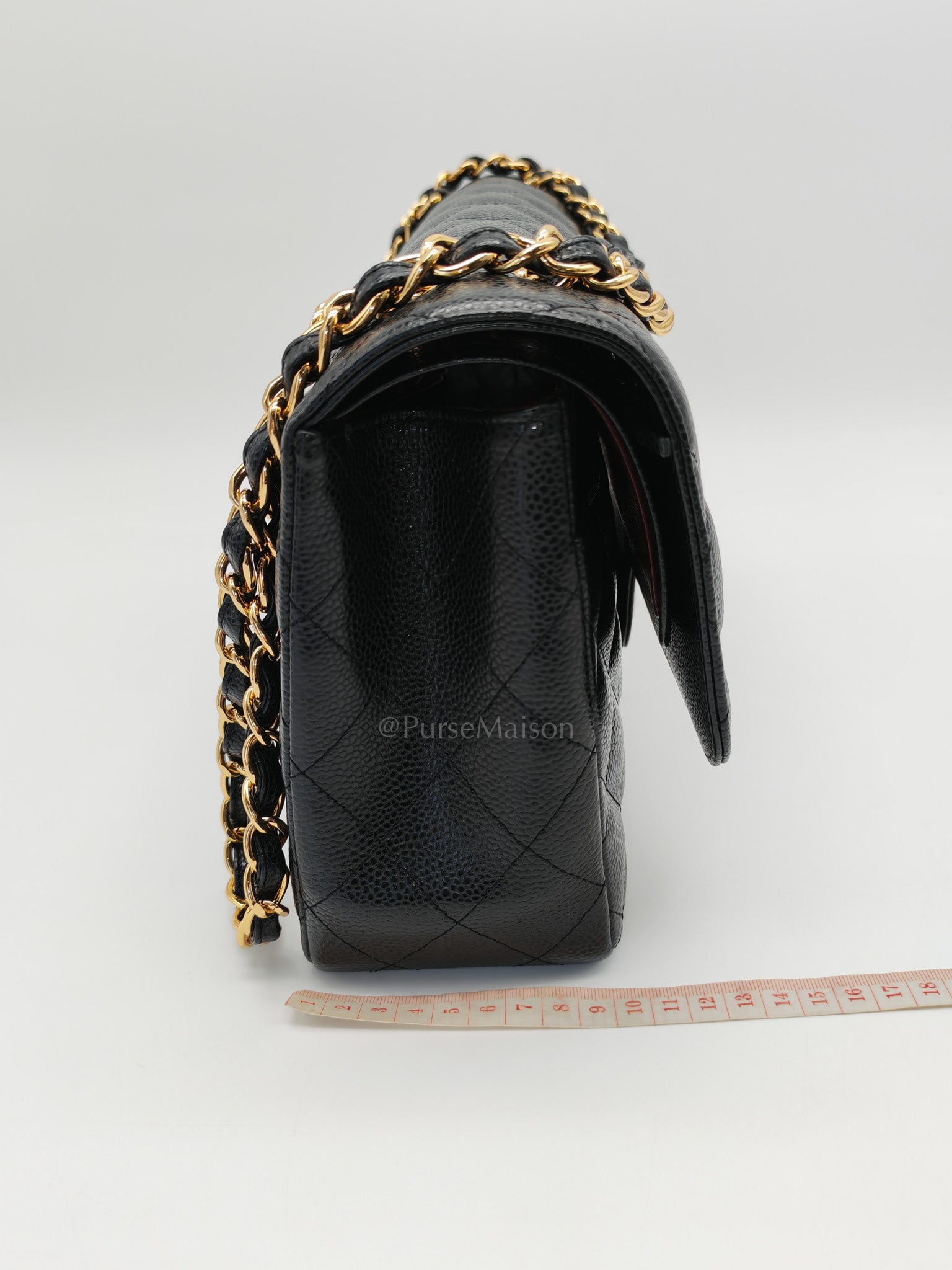 Classic Double Flap Jumbo in Black Quilted Caviar Leather & Gold Hardware Series 26
