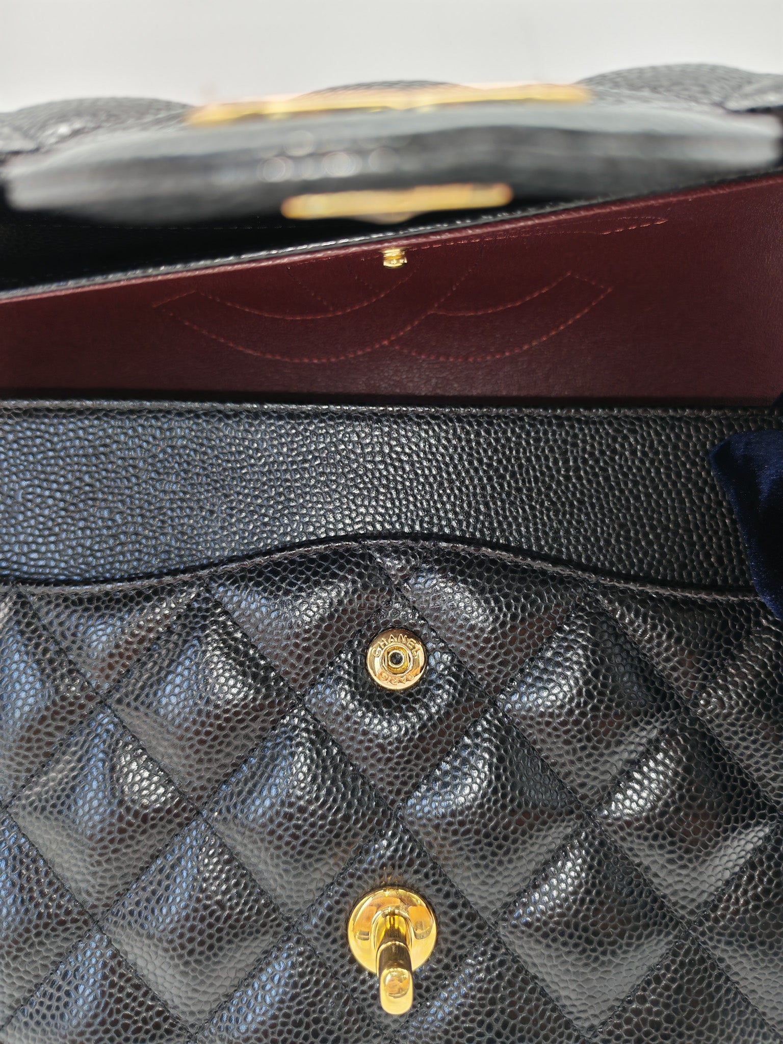 Classic Double Flap Jumbo in Black Quilted Caviar Leather & Gold Hardware Series 26