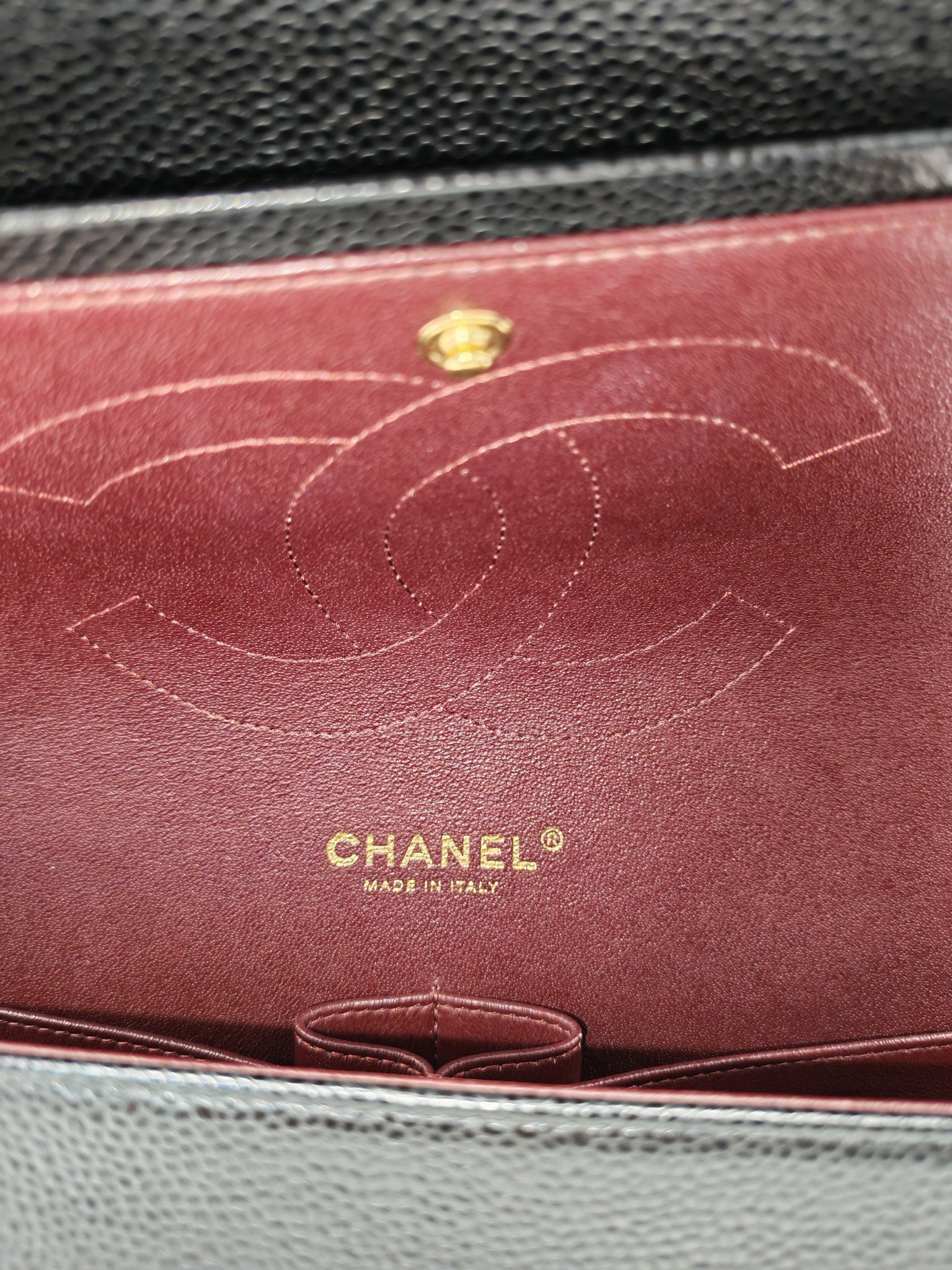 Classic Double Flap Jumbo in Black Quilted Caviar Leather & Gold Hardware Series 26