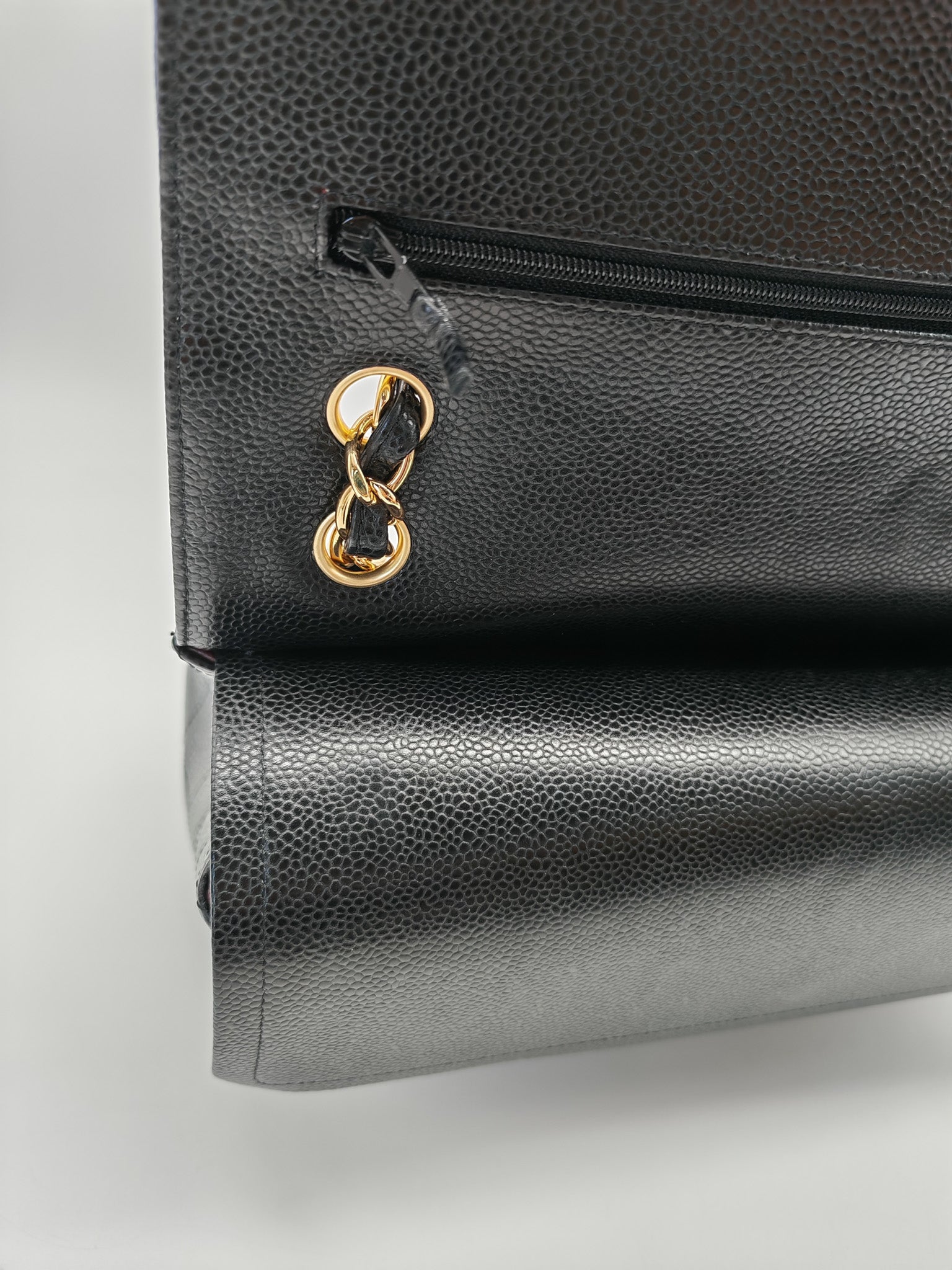 Classic Double Flap Jumbo in Black Quilted Caviar Leather & Gold Hardware Series 26