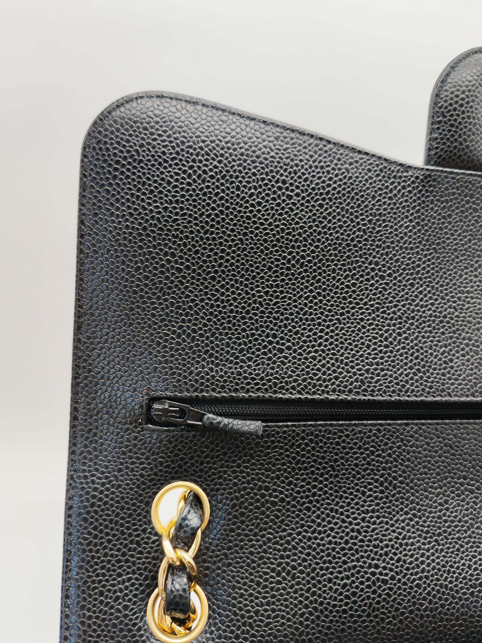 Classic Double Flap Jumbo in Black Quilted Caviar Leather & Gold Hardware Series 26