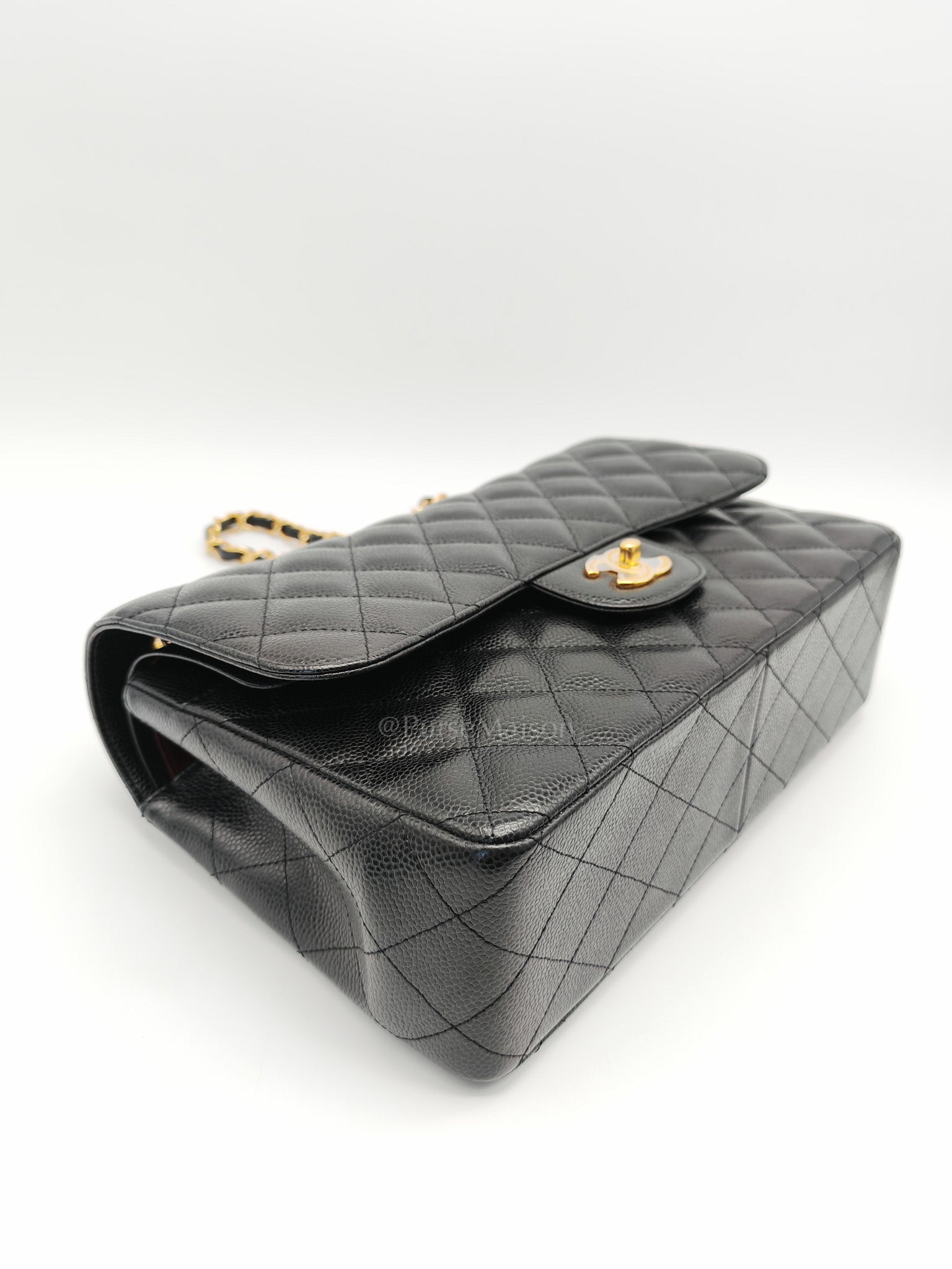 Classic Double Flap Jumbo in Black Quilted Caviar Leather & Gold Hardware Series 26