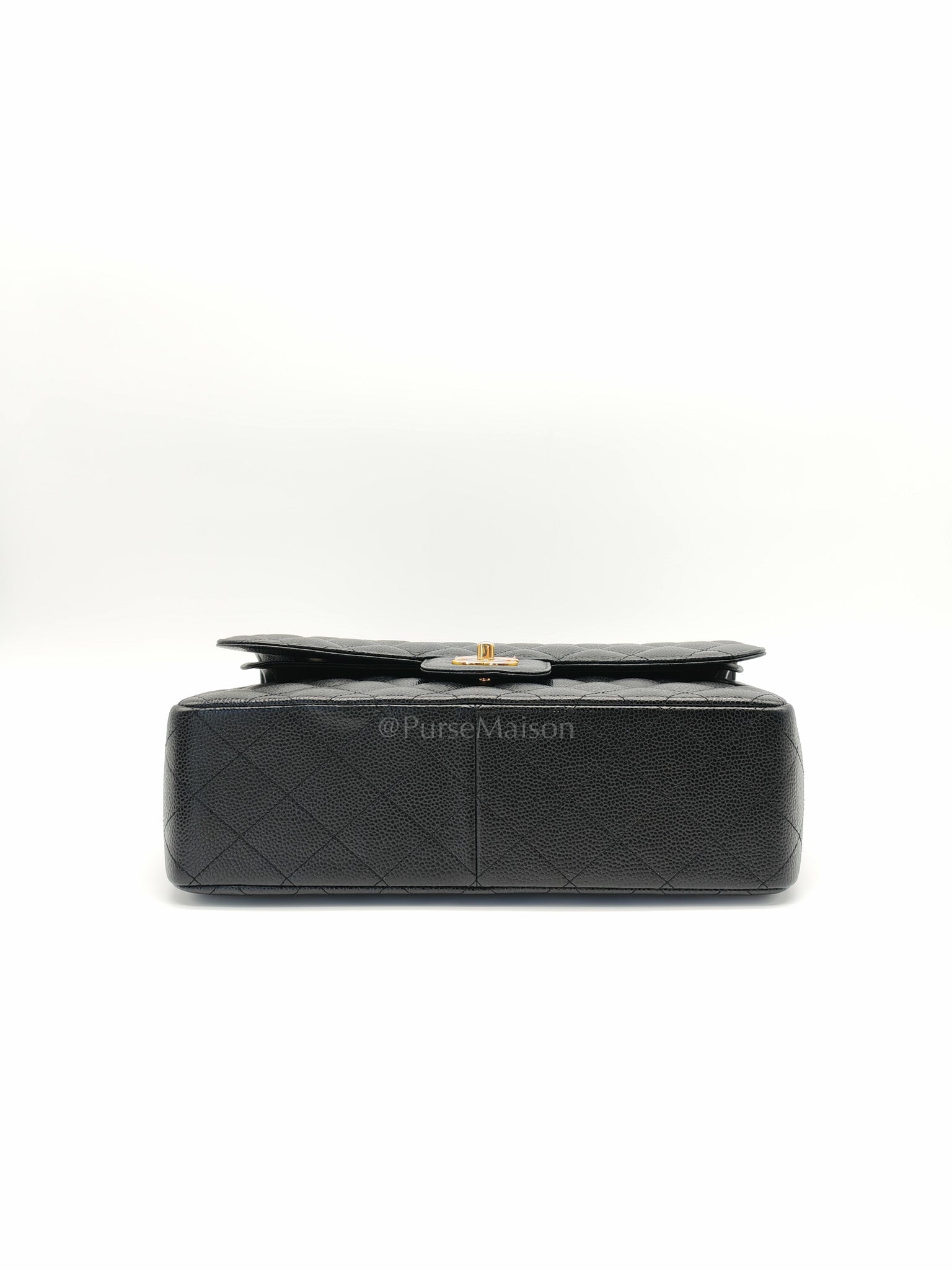 Classic Double Flap Jumbo in Black Quilted Caviar Leather & Gold Hardware Series 26