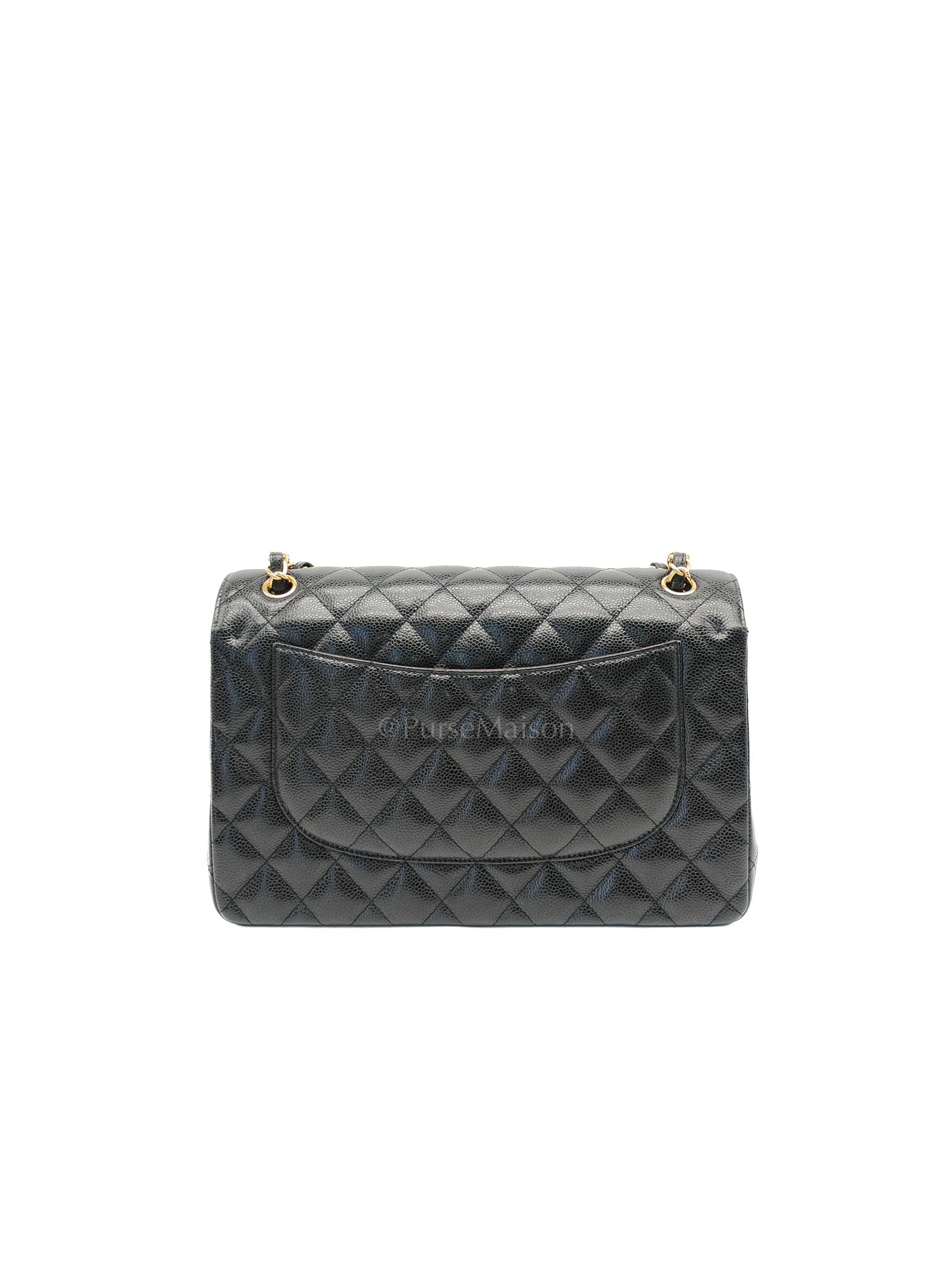 Classic Double Flap Jumbo in Black Quilted Caviar Leather & Gold Hardware Series 26