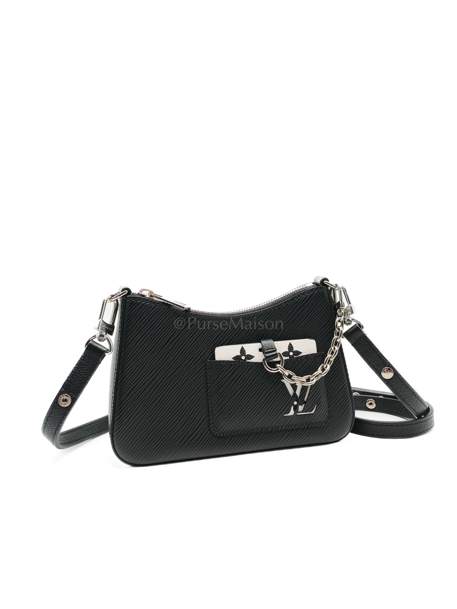 Marellini in Black Epi Leather Shoulder Bag ( Microchip) | Purse Maison Luxury Bags Shop