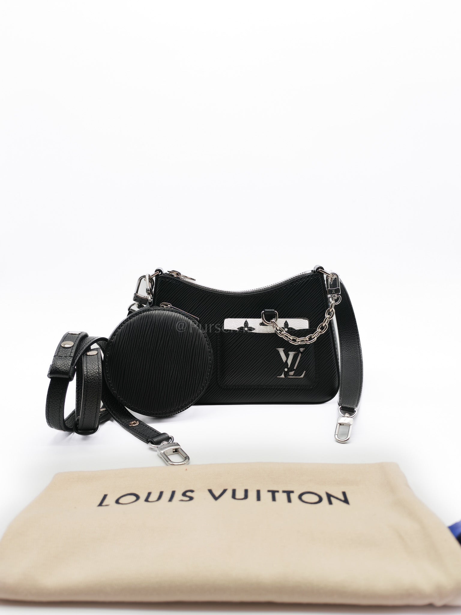 Marellini in Black Epi Leather Shoulder Bag ( Microchip) | Purse Maison Luxury Bags Shop
