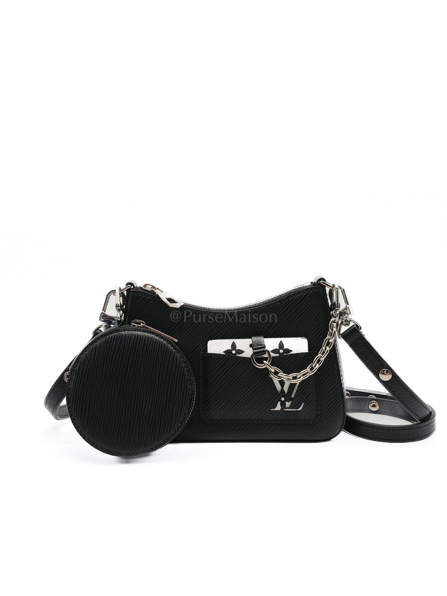 Marellini in Black Epi Leather Shoulder Bag ( Microchip) | Purse Maison Luxury Bags Shop