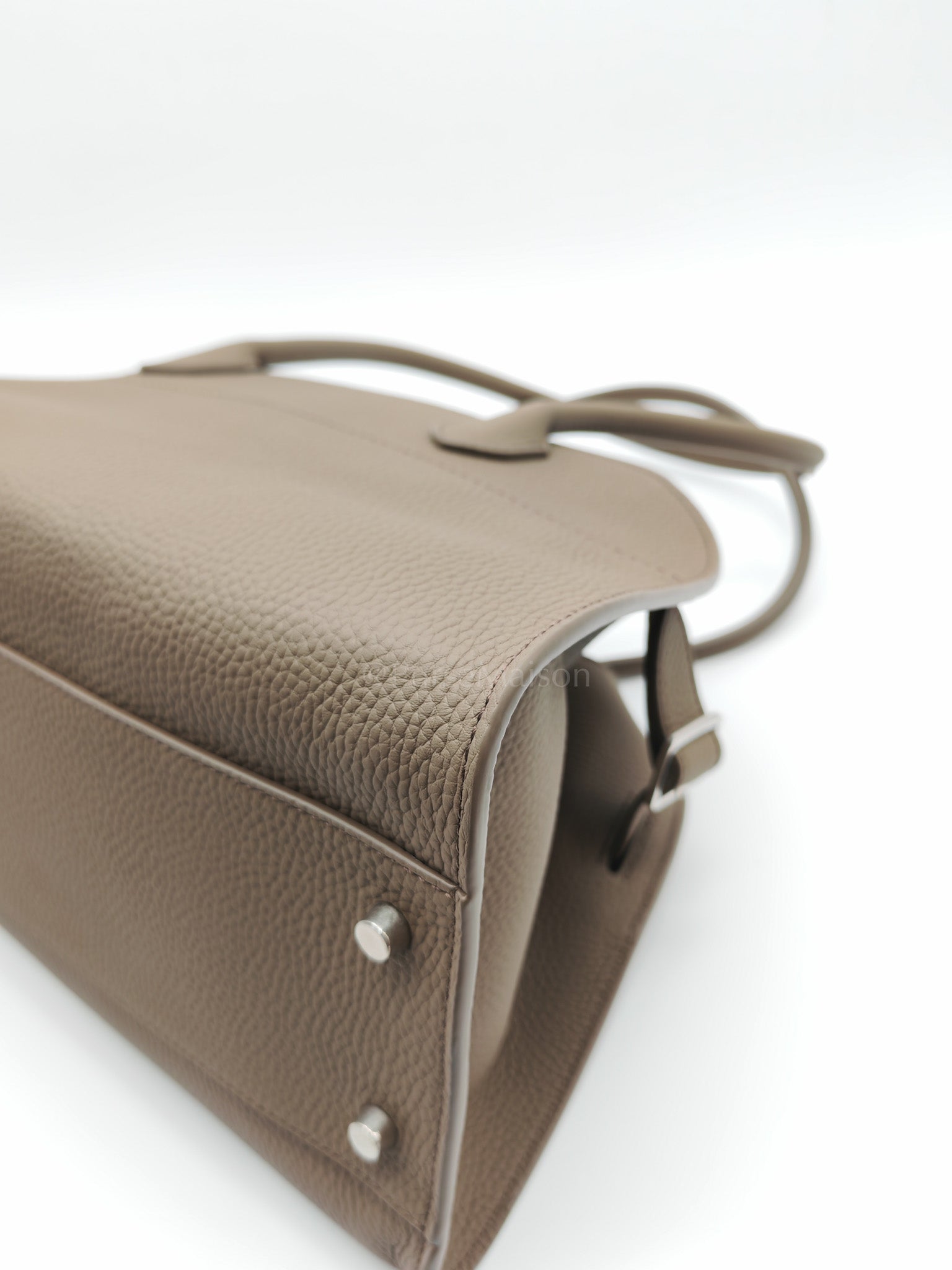 Margaux Shoulder 12 in Smoked Taupe Grained Calfskin Leather | Purse Maison Luxury Bags Shop