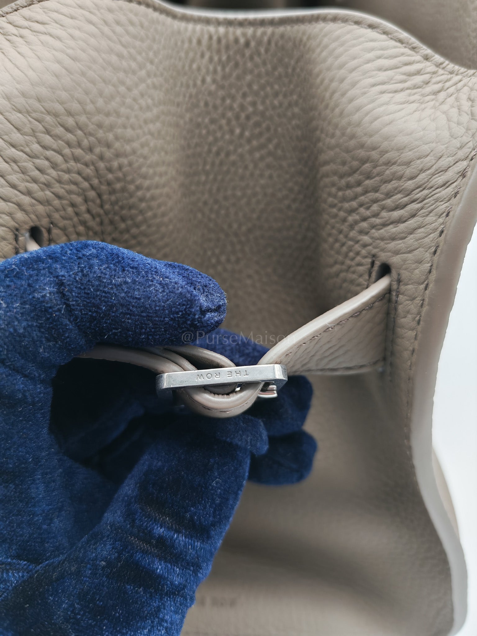 Margaux Shoulder 12 in Smoked Taupe Grained Calfskin Leather | Purse Maison Luxury Bags Shop