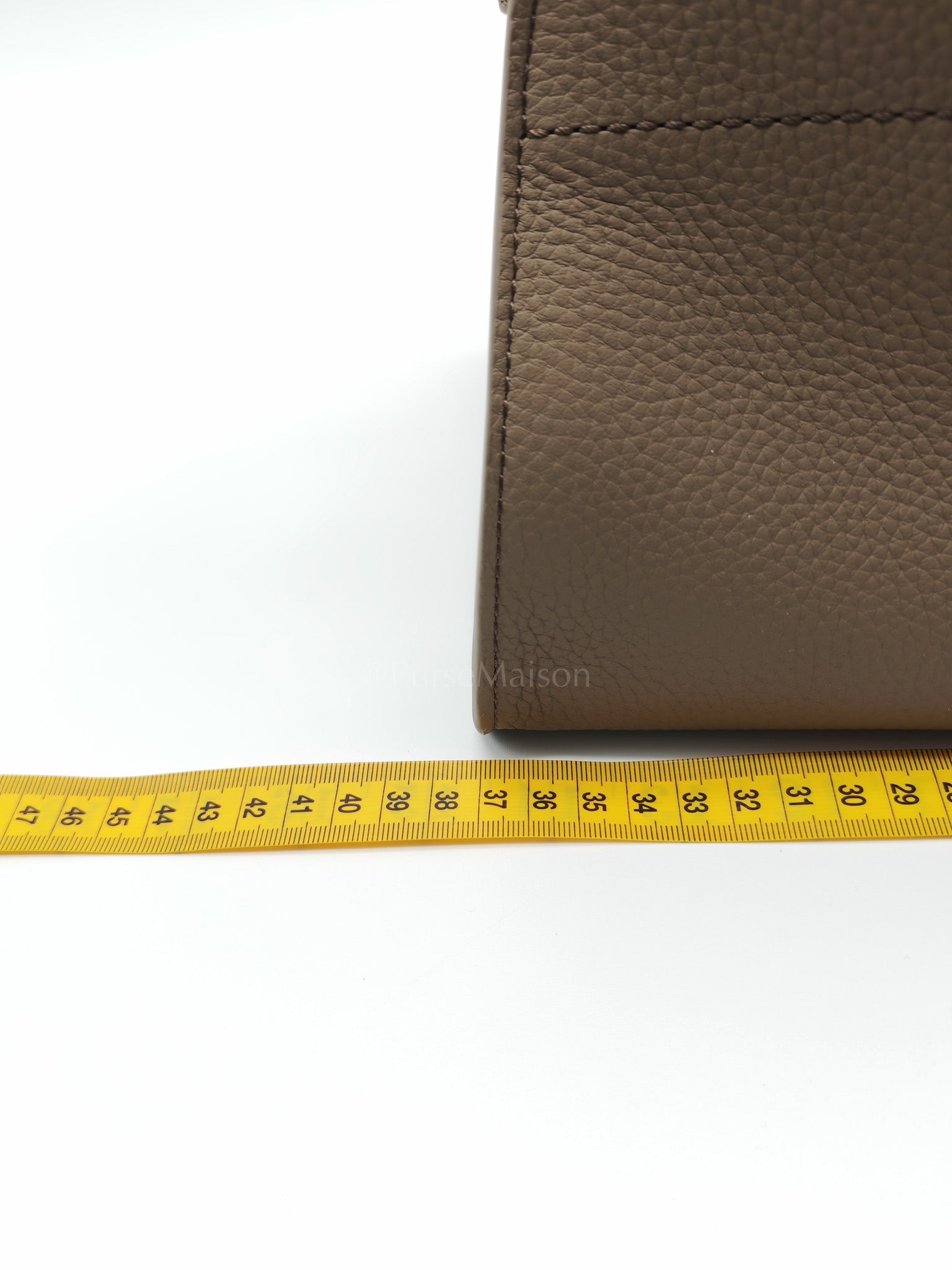 Margaux Shoulder 12 in Smoked Taupe Grained Calfskin Leather | Purse Maison Luxury Bags Shop