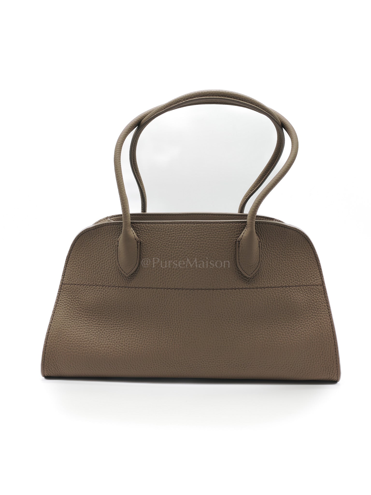 Margaux Shoulder 12 in Smoked Taupe Grained Calfskin Leather | Purse Maison Luxury Bags Shop