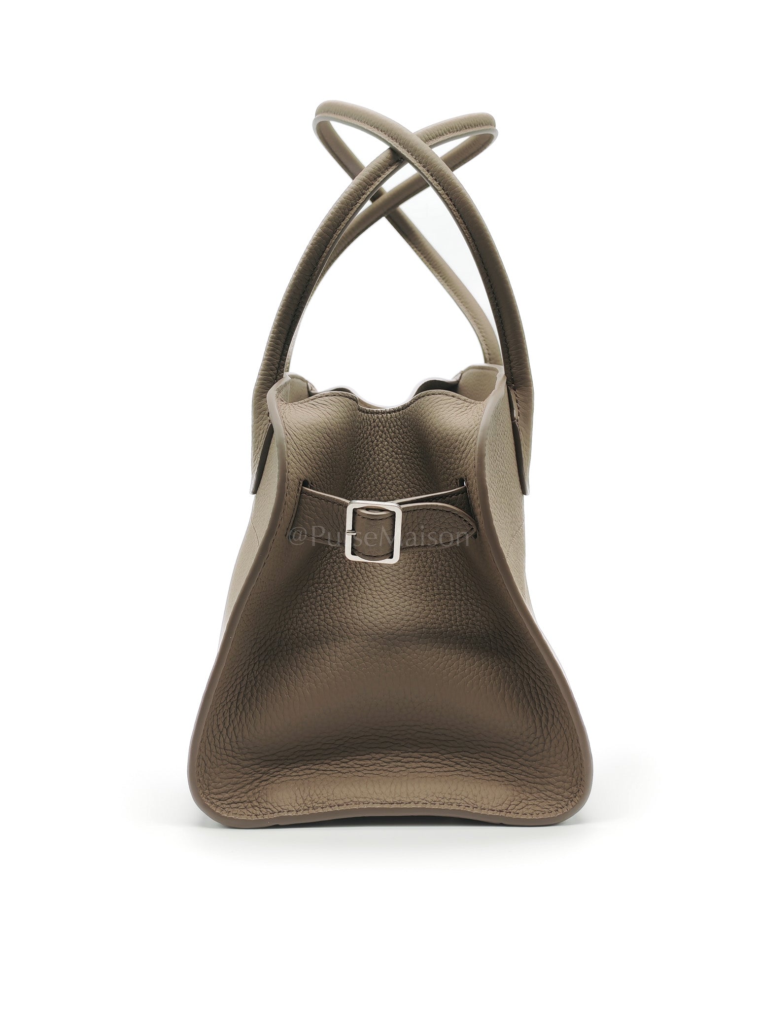 Margaux Shoulder 12 in Smoked Taupe Grained Calfskin Leather | Purse Maison Luxury Bags Shop