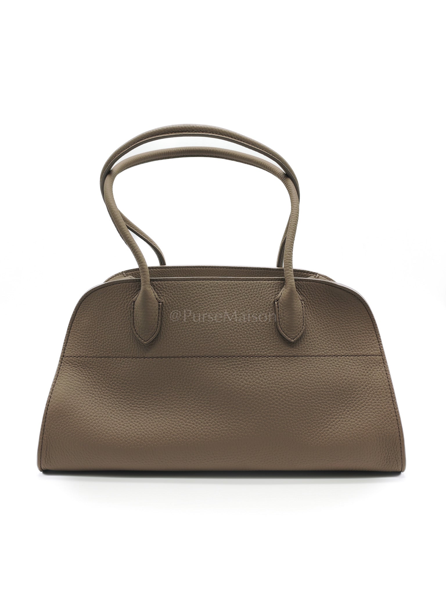 Margaux Shoulder 12 in Smoked Taupe Grained Calfskin Leather | Purse Maison Luxury Bags Shop