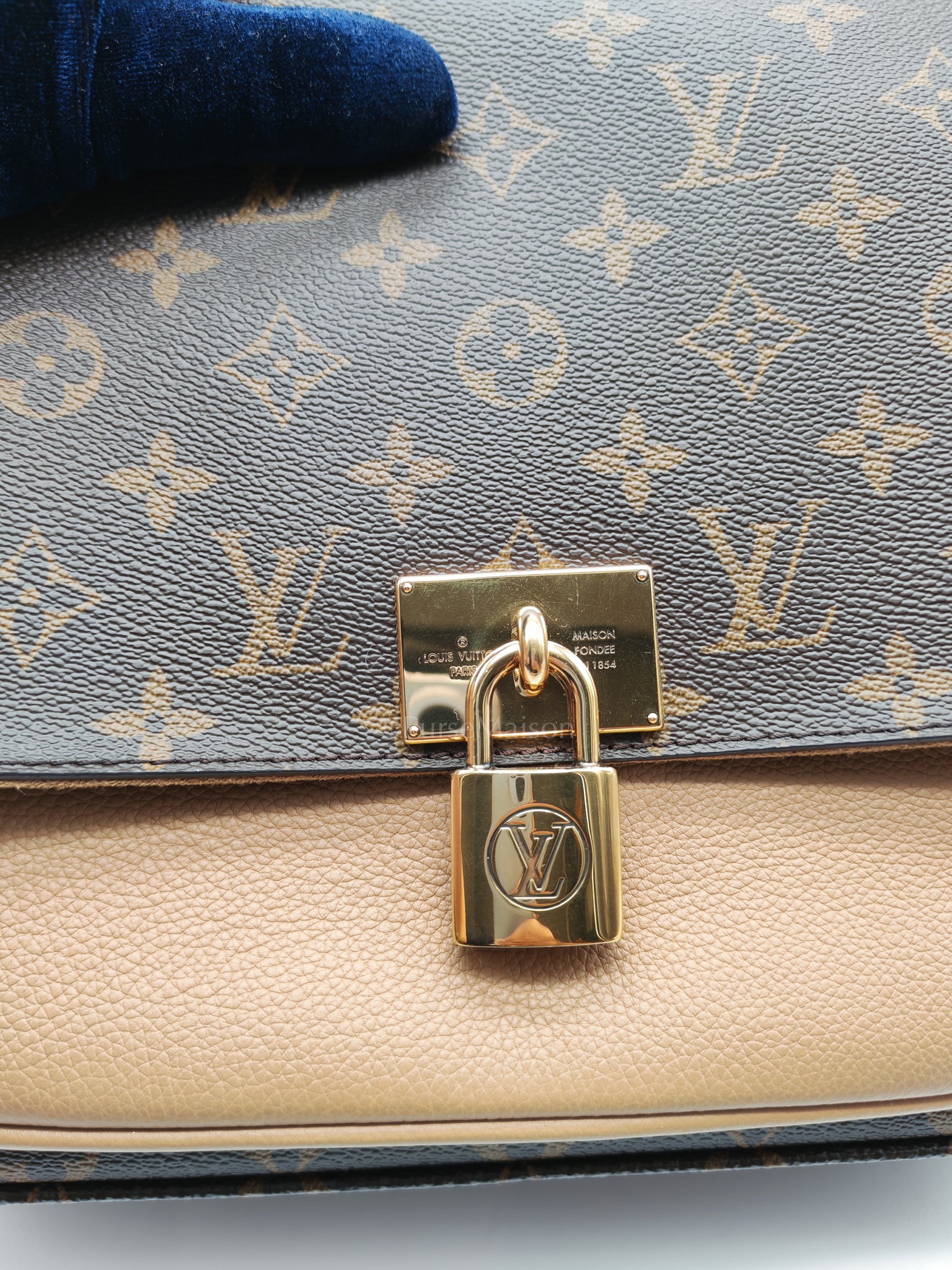 Marignan in Monogram Canvas with Tan Grained Calfskin Shoulder Bag (Date Code: AR2169) | Purse Maison Luxury Bags Shop