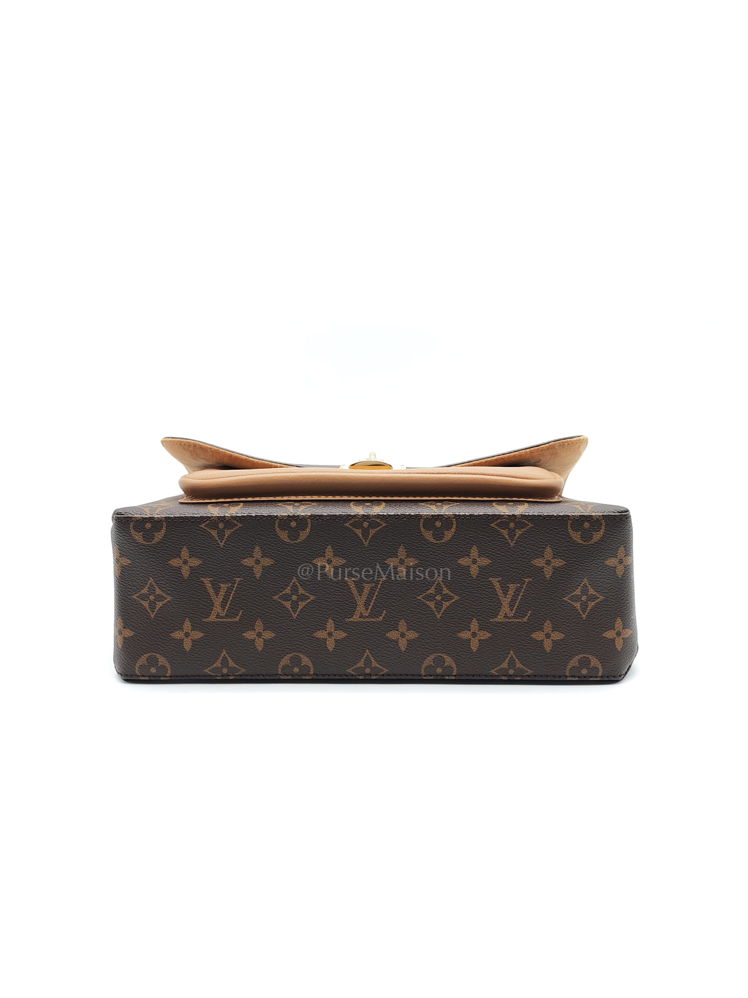 Marignan in Monogram Canvas with Tan Grained Calfskin Shoulder Bag (Date Code: AR2169) | Purse Maison Luxury Bags Shop