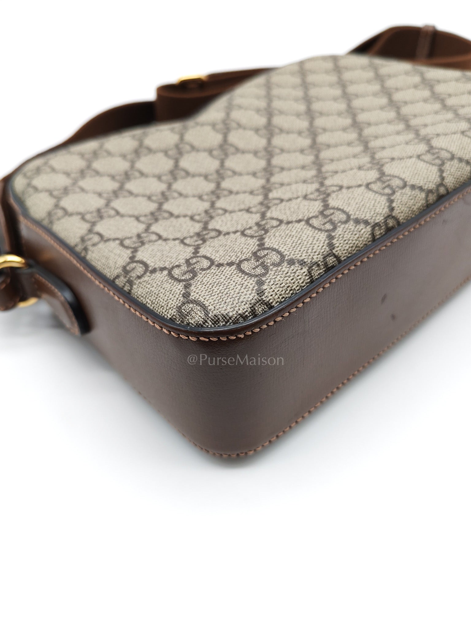 Interlocking G Messenger Bag in GG Supreme Canvas and Gold Hardware