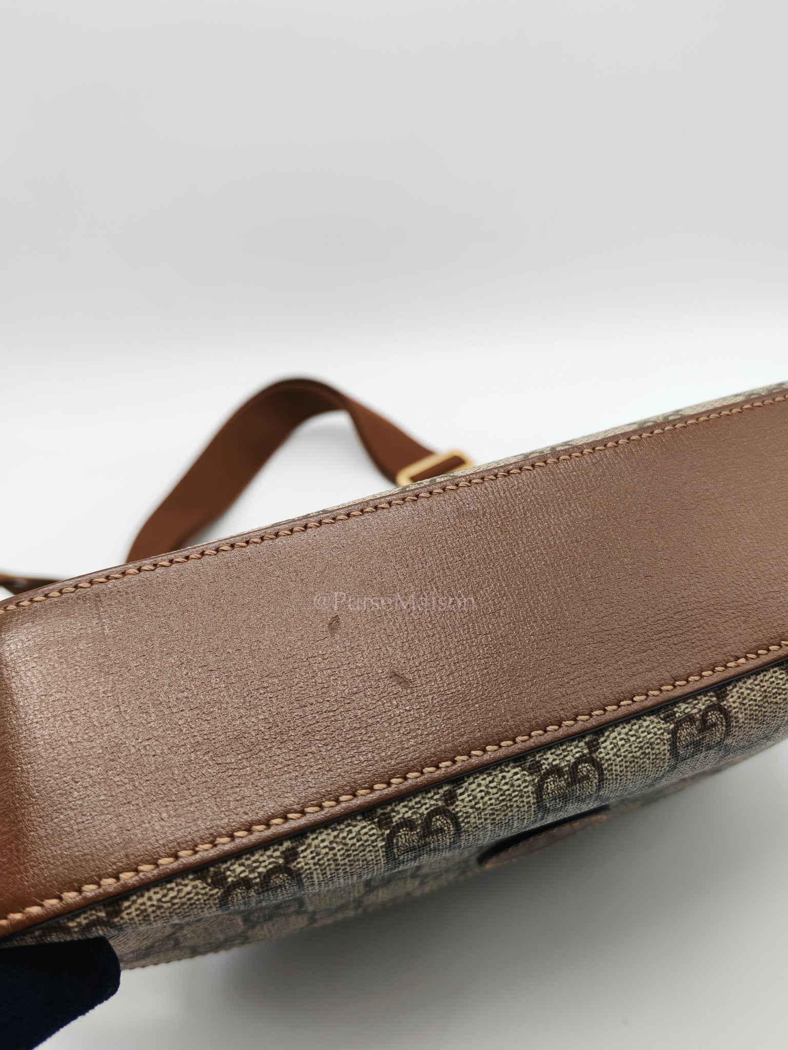 Interlocking G Messenger Bag in GG Supreme Canvas and Gold Hardware