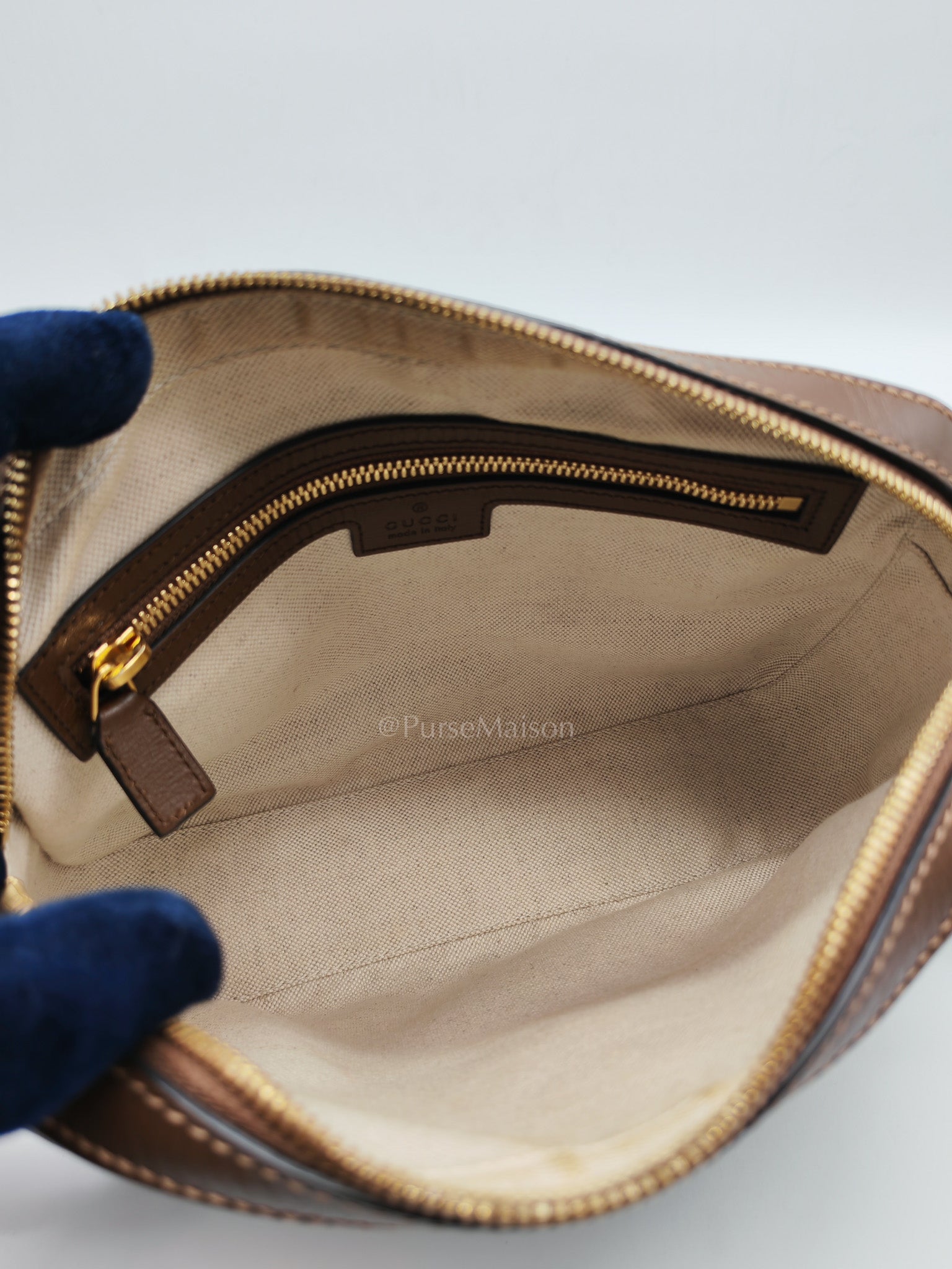 Interlocking G Messenger Bag in GG Supreme Canvas and Gold Hardware