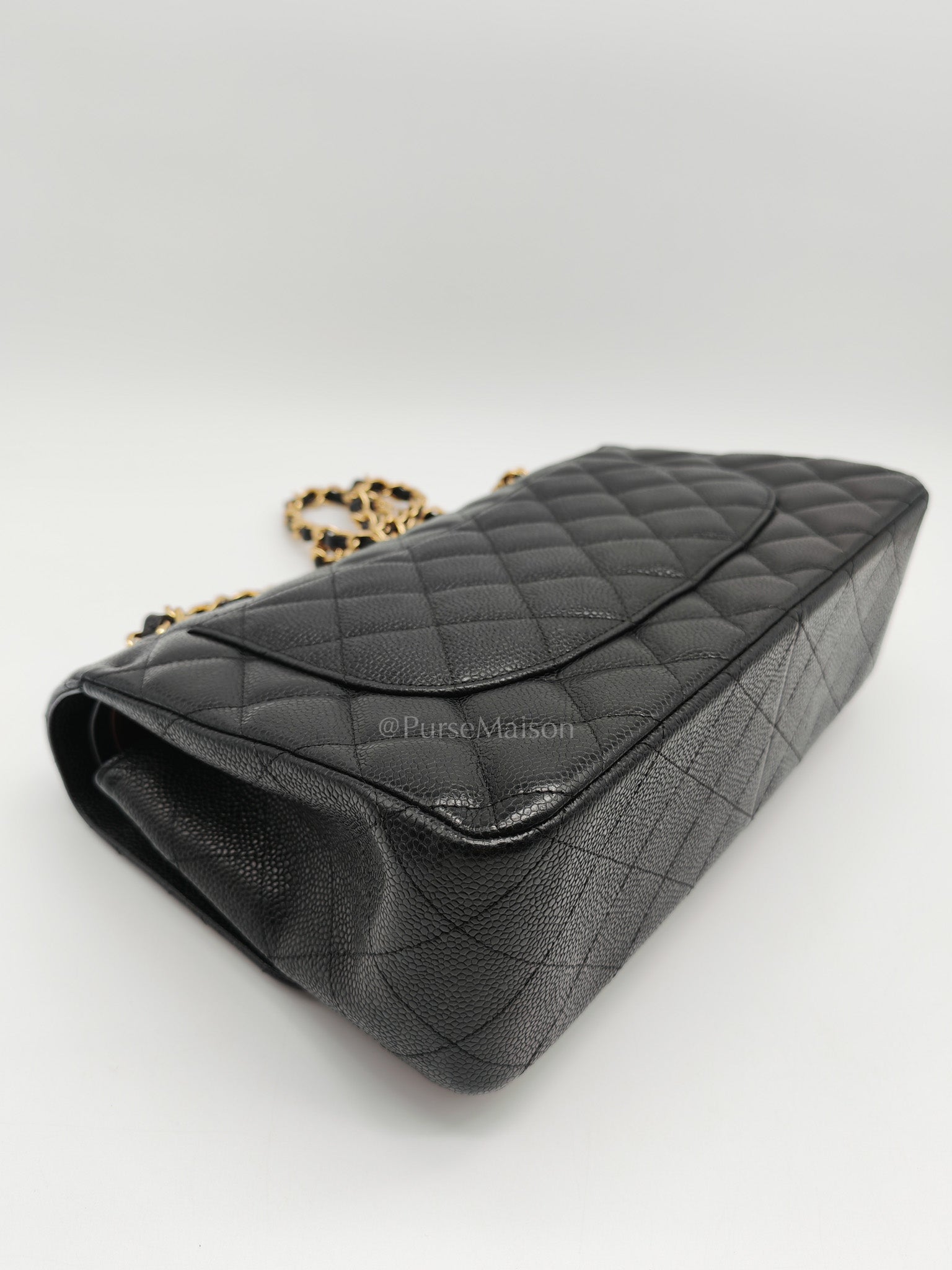 Classic Double Flap Jumbo In Black Caviar Leather and Gold Hardware Series 15