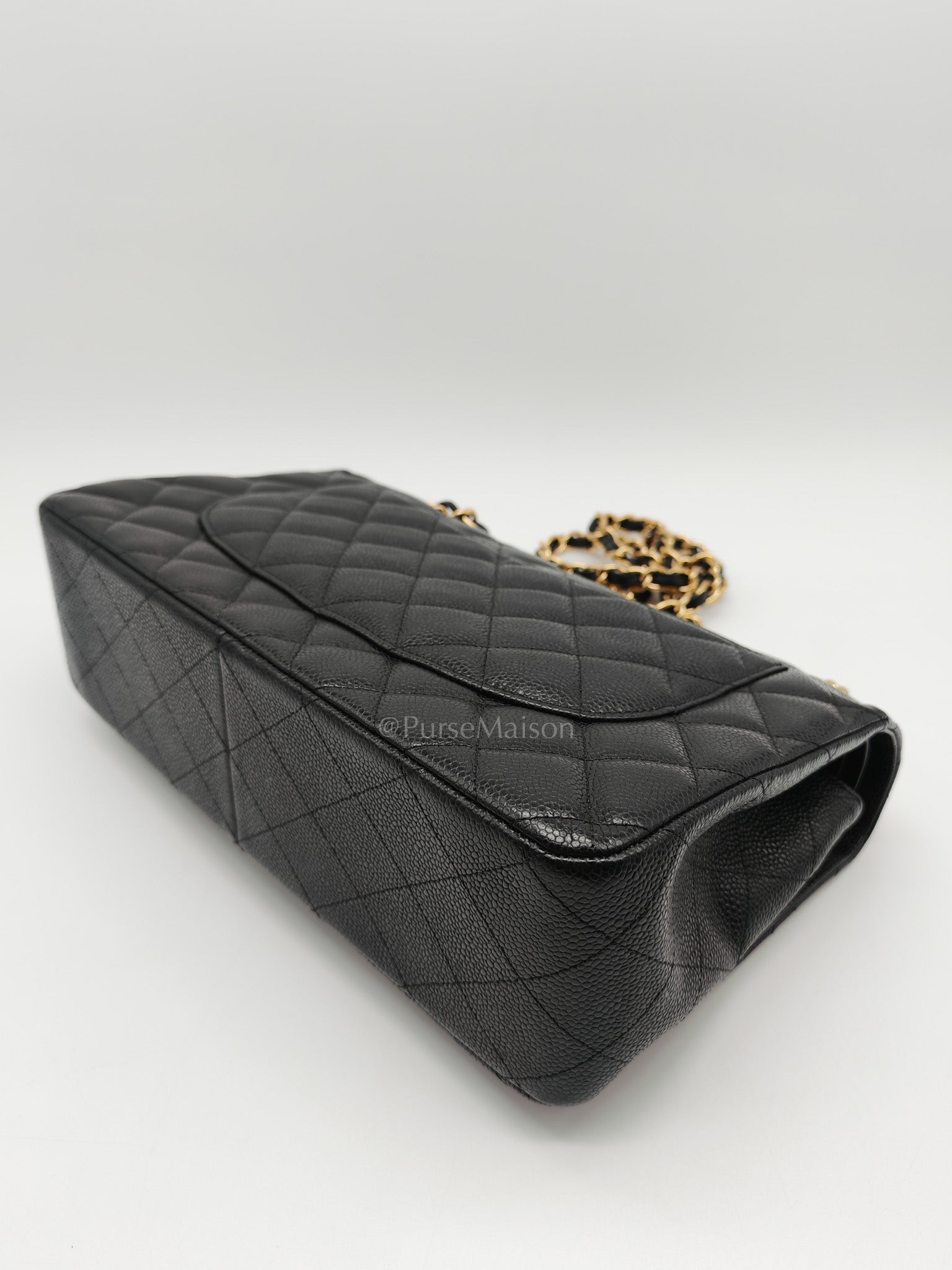 Classic Double Flap Jumbo In Black Caviar Leather and Gold Hardware Series 15