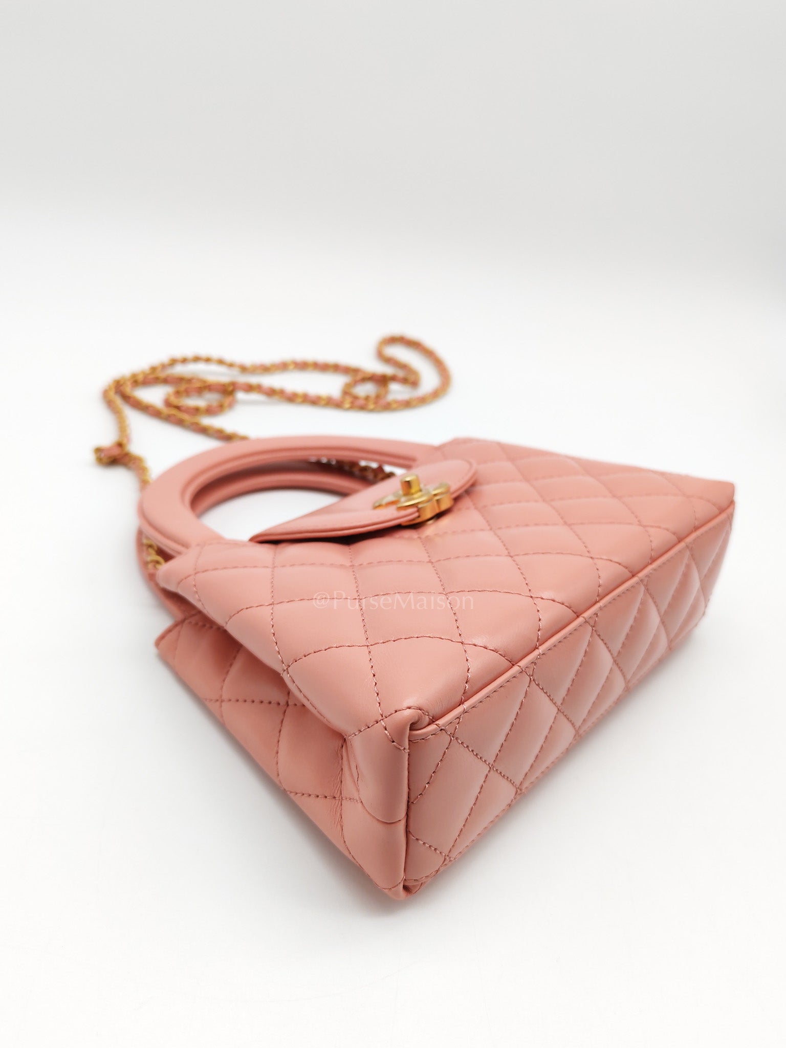 CC Kelly Small in Pink Shiny Calfskin Leather and Aged Gold Hardware (Microchip)