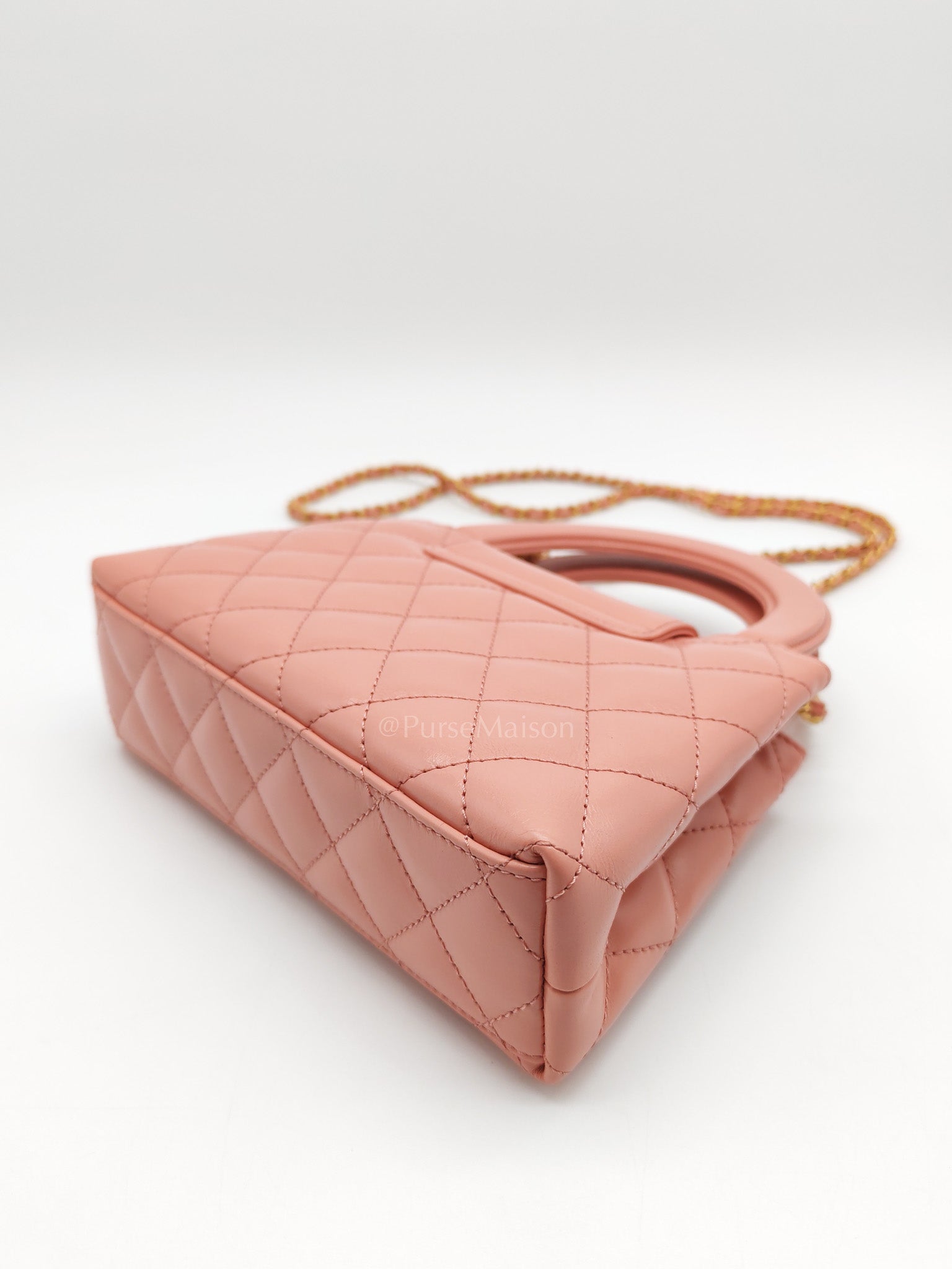 CC Kelly Small in Pink Shiny Calfskin Leather and Aged Gold Hardware (Microchip)