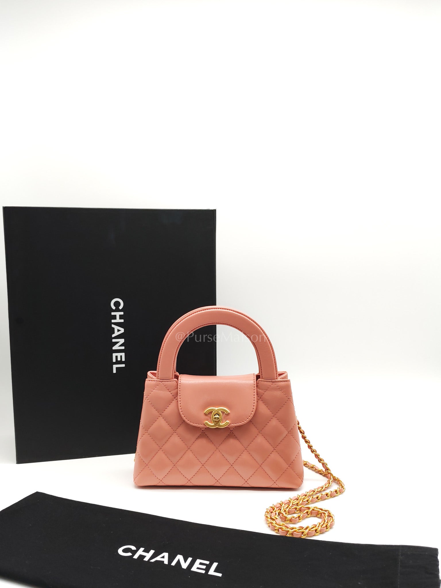 CC Kelly Small in Pink Shiny Calfskin Leather and Aged Gold Hardware (Microchip)