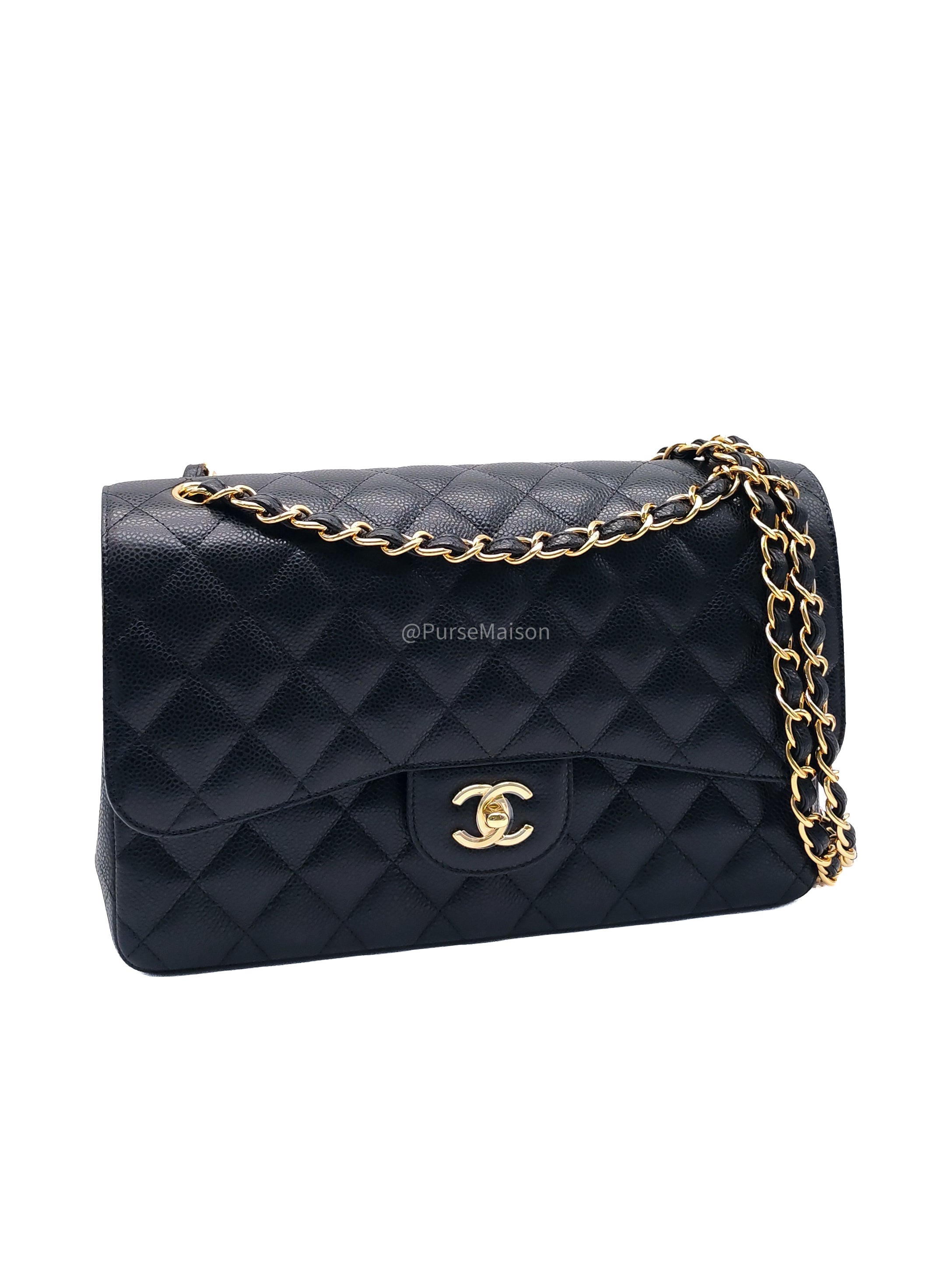 Chanel Classic Double Flap Jumbo in Black Caviar Leather Gold Hardware (Series 26)