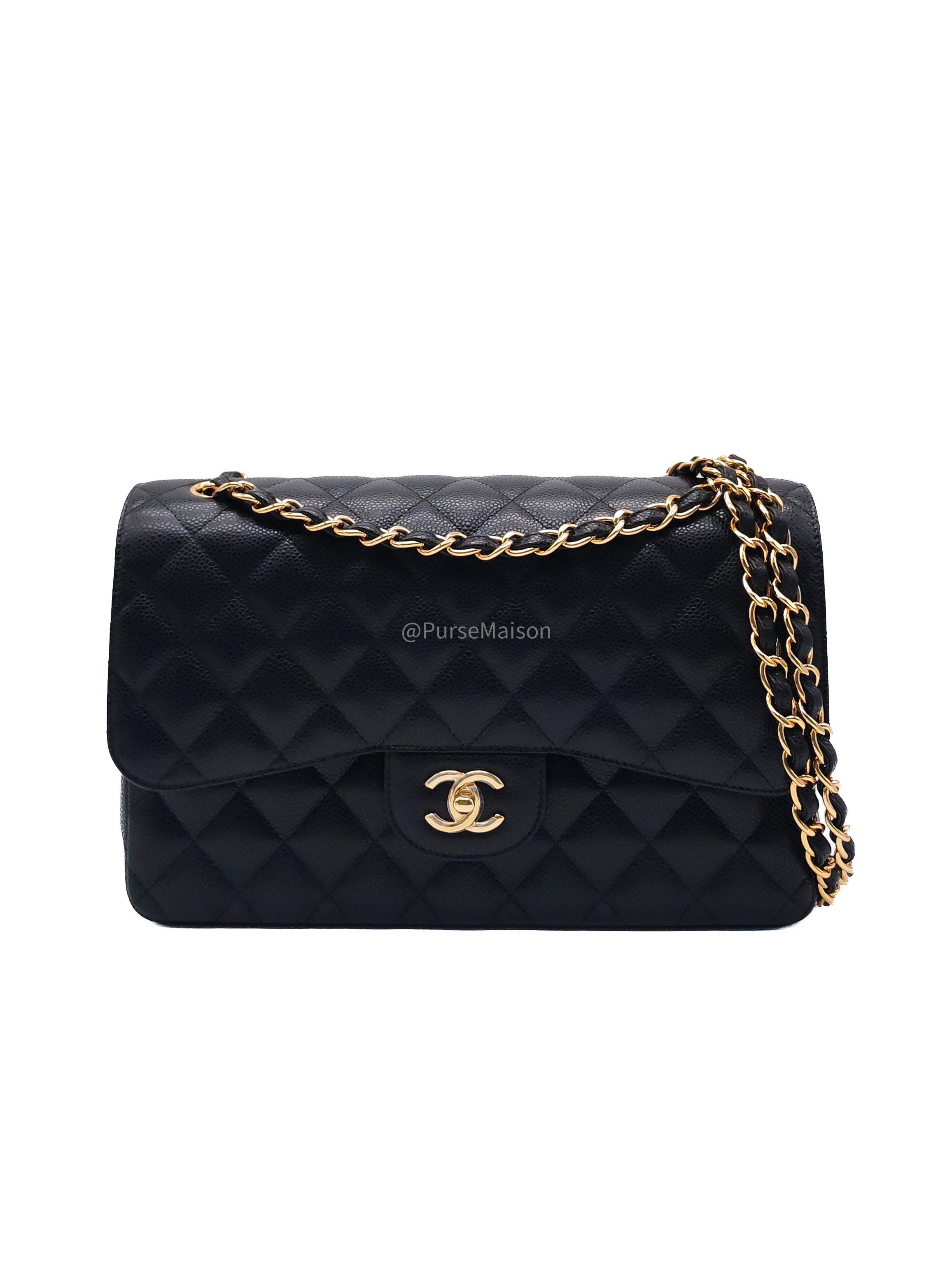 Chanel Classic Double Flap Jumbo in Black Caviar Leather Gold Hardware (Series 26)