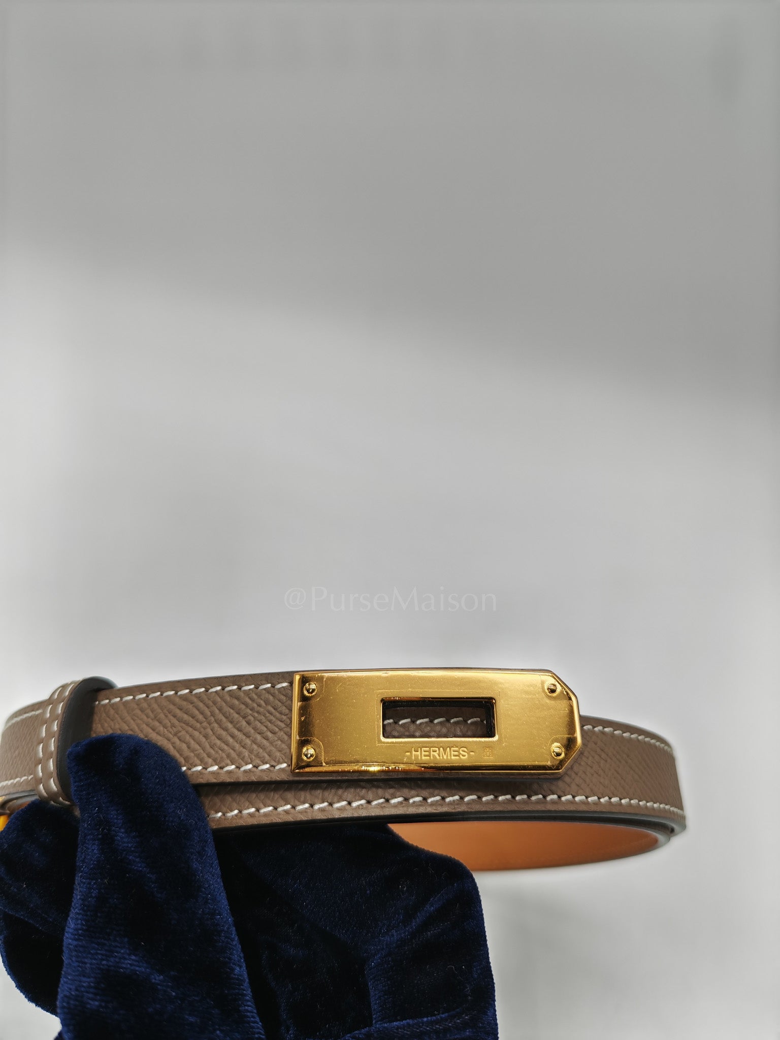 Hermes Kelly Belt Etoupe Epsom Leather in Gold Hardware Stamp B(2023)