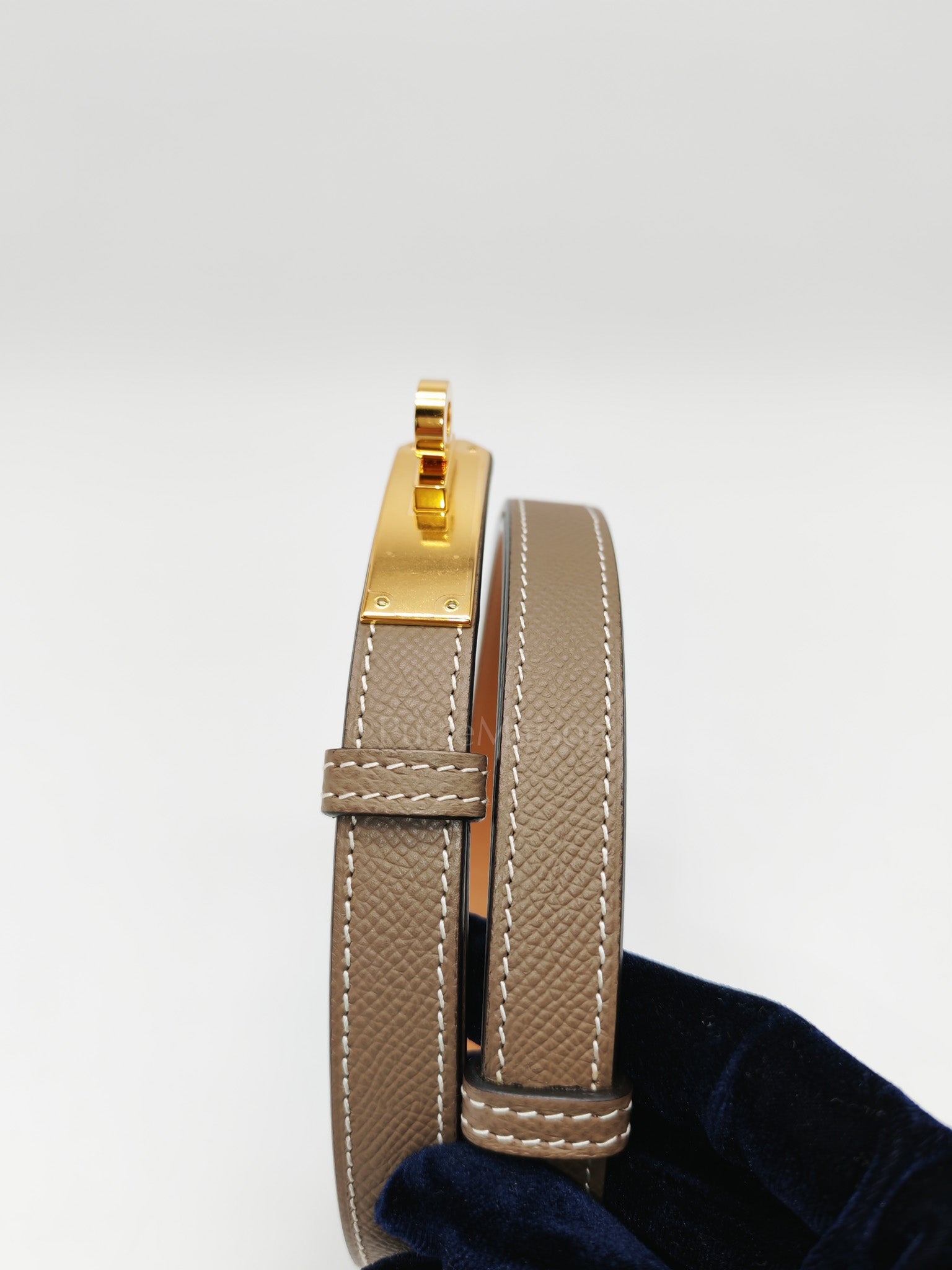 Hermes Kelly Belt Etoupe Epsom Leather in Gold Hardware Stamp B(2023)