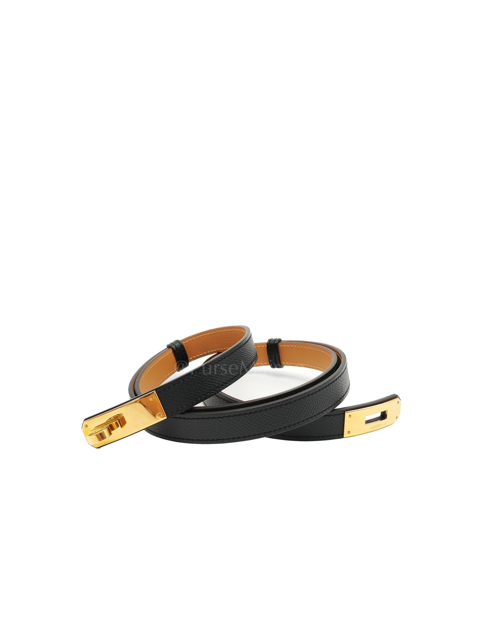 Hermes Kelly Belt in Black Epsom Leather Gold Hardware Stamp U(2022)