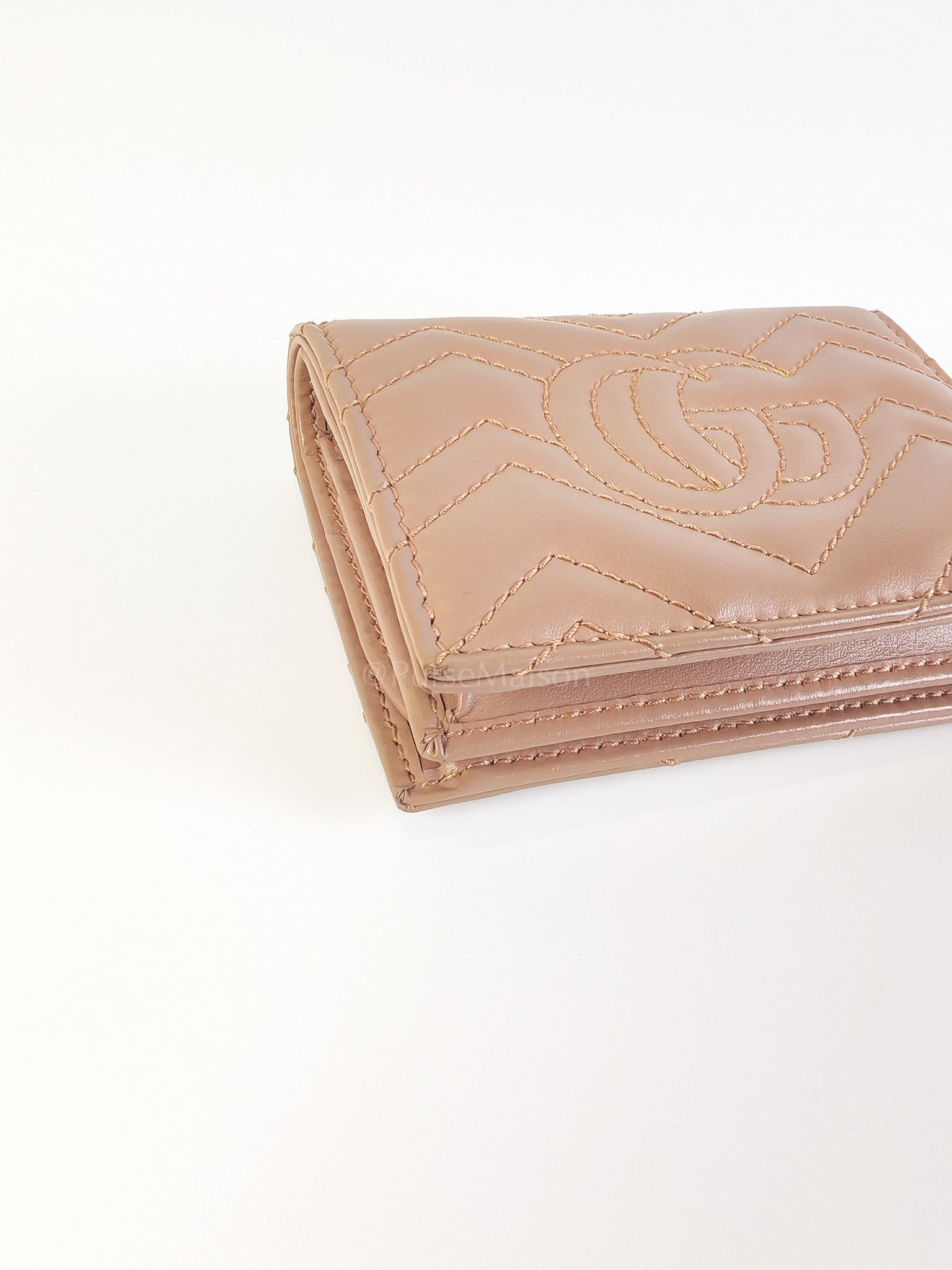 Marmont Bifold Card Case Wallet in Dusty Rose | Purse Maison Luxury Bags Shop