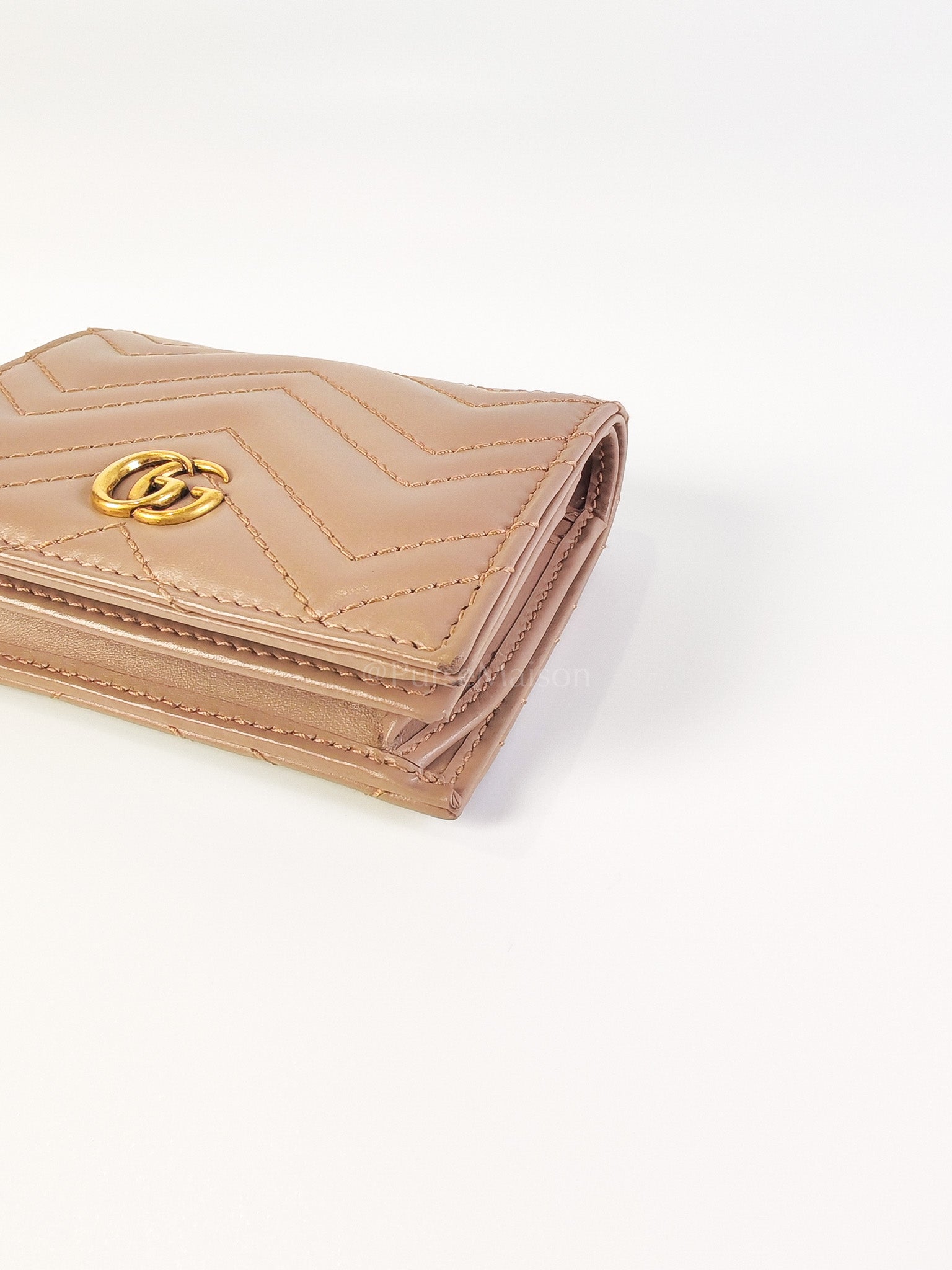 Marmont Bifold Card Case Wallet in Dusty Rose | Purse Maison Luxury Bags Shop