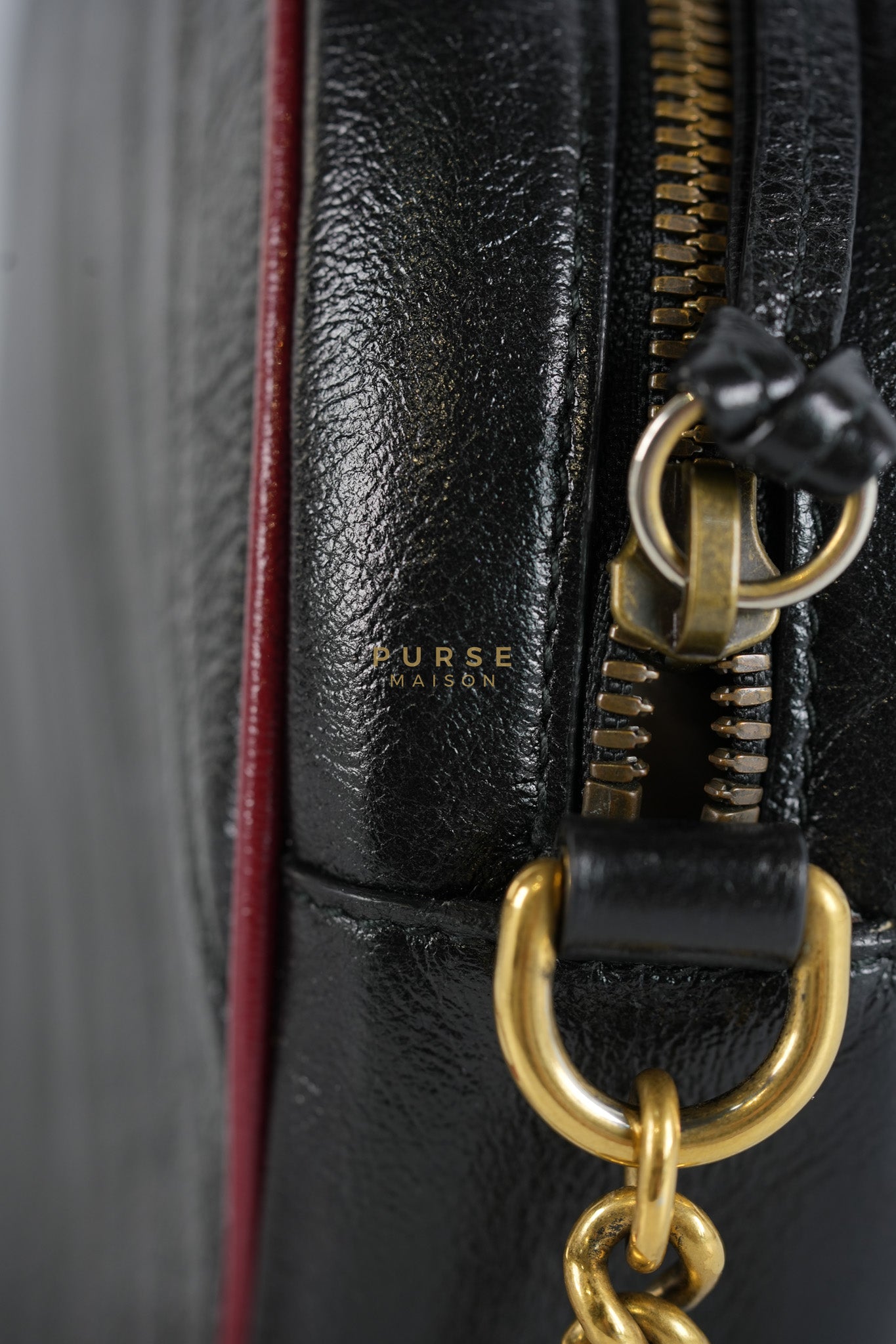 Marmont Black/Red Torchon Round Chain Bag | Purse Maison Luxury Bags Shop