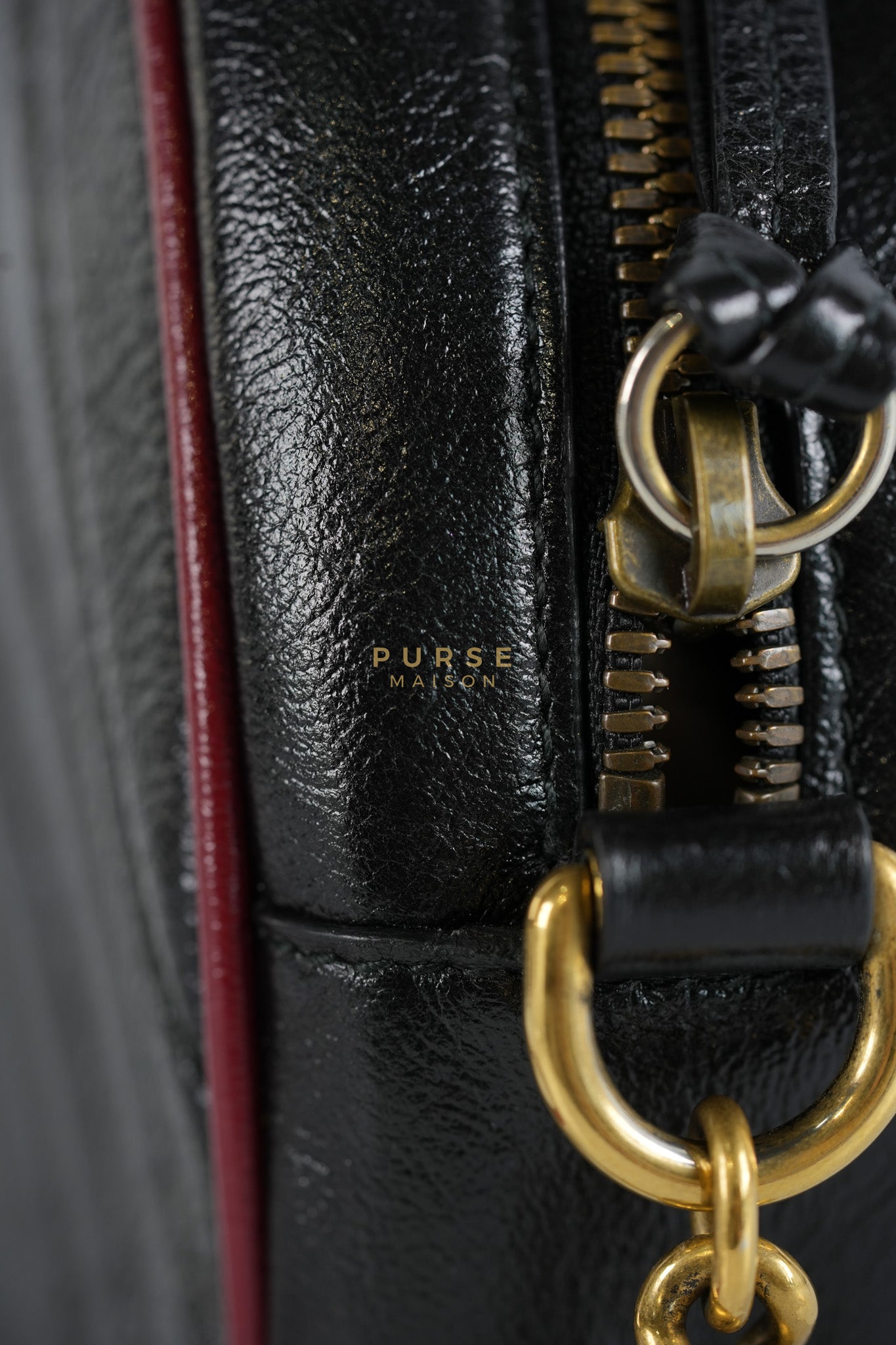 Marmont Black/Red Torchon Round Chain Bag | Purse Maison Luxury Bags Shop