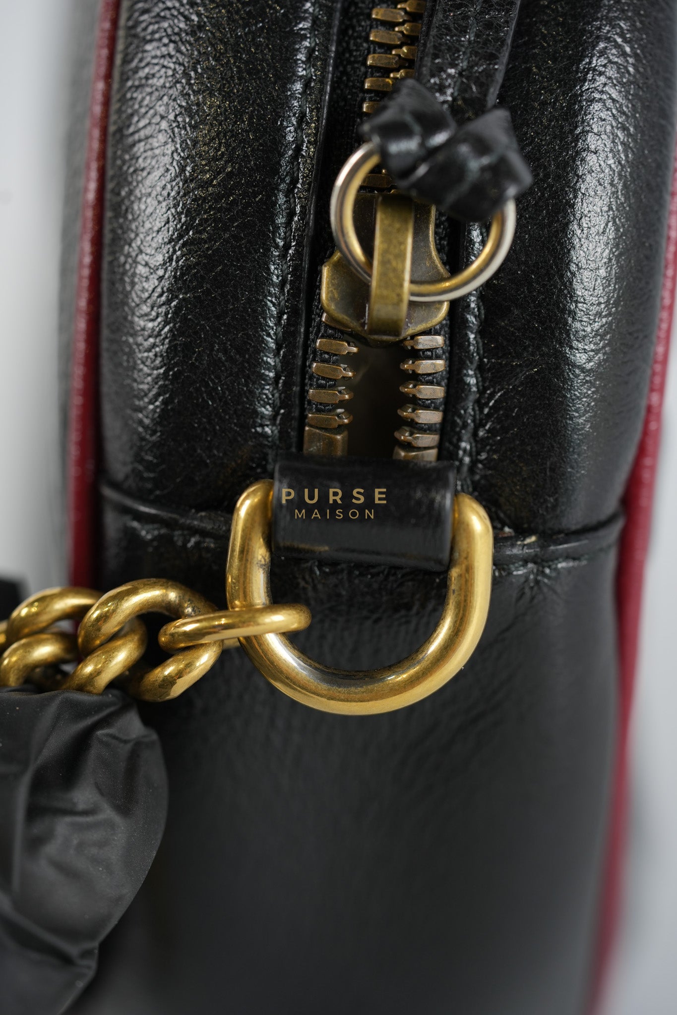 Marmont Black/Red Torchon Round Chain Bag | Purse Maison Luxury Bags Shop