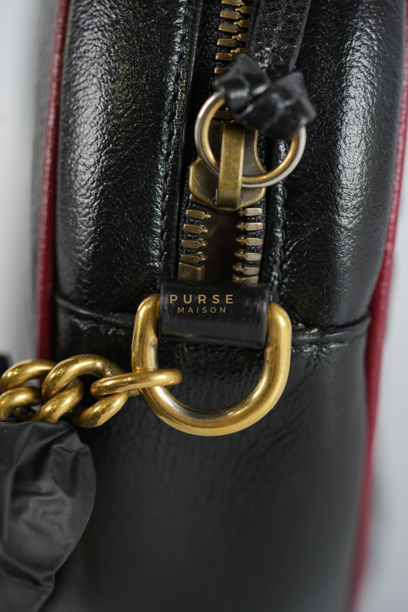 Marmont Black/Red Torchon Round Chain Bag | Purse Maison Luxury Bags Shop