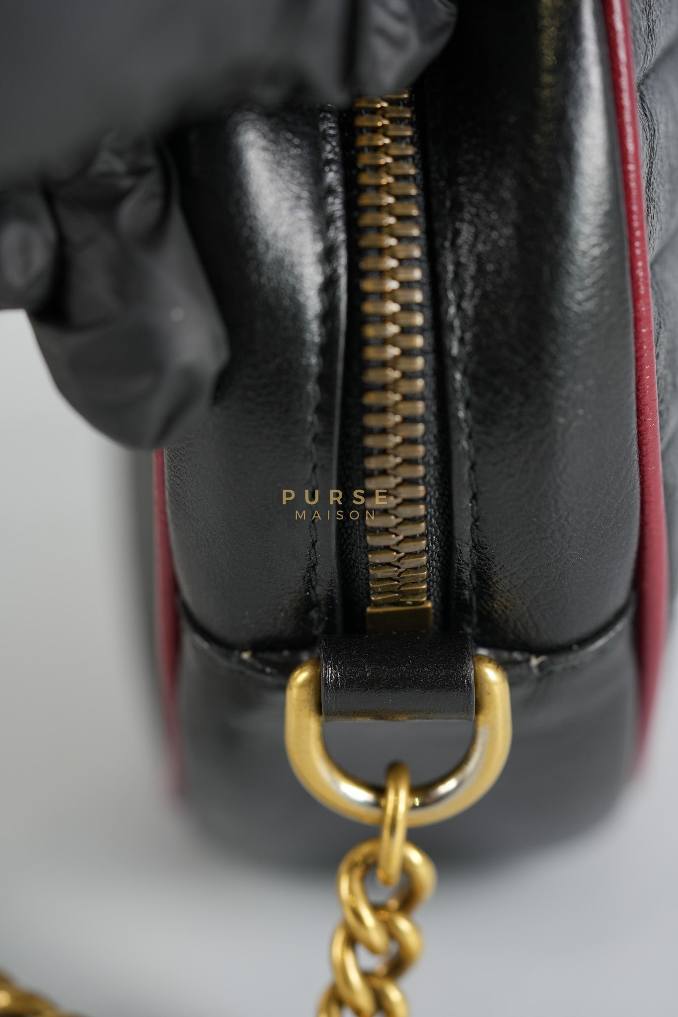 Marmont Black/Red Torchon Round Chain Bag | Purse Maison Luxury Bags Shop