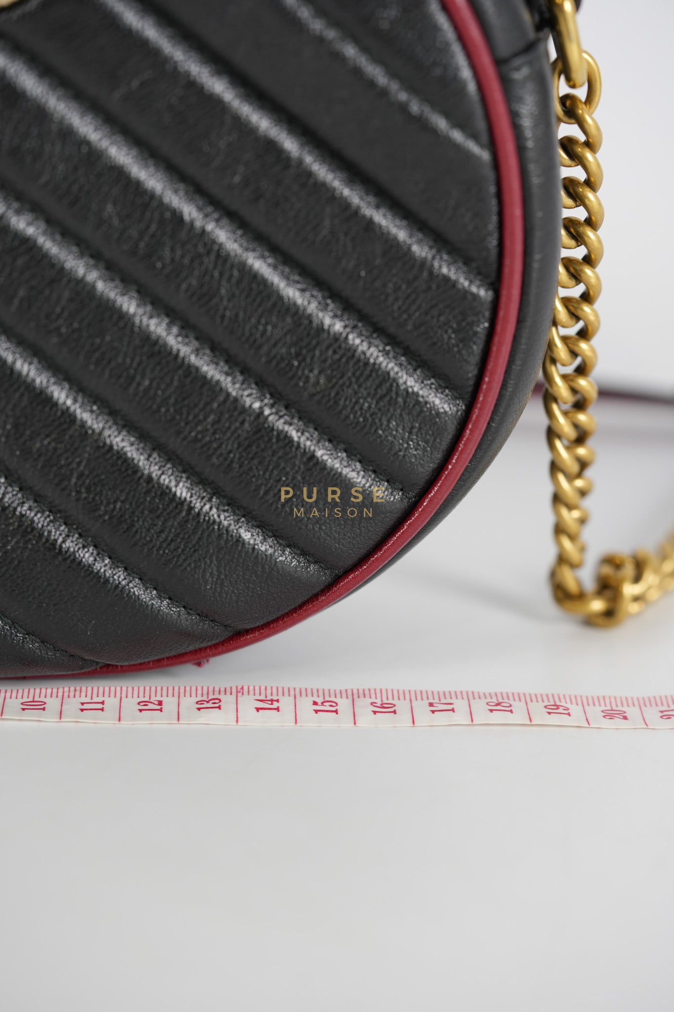 Marmont Black/Red Torchon Round Chain Bag | Purse Maison Luxury Bags Shop
