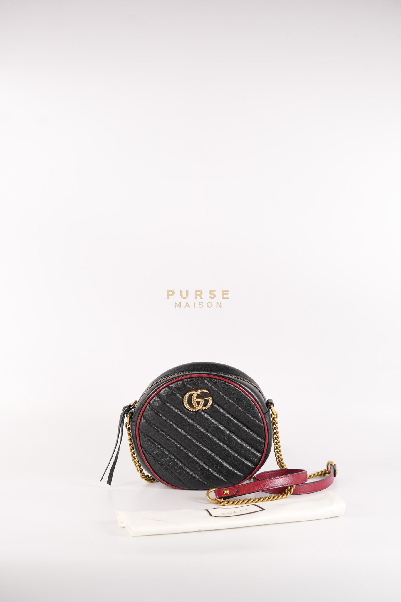 Marmont Black/Red Torchon Round Chain Bag | Purse Maison Luxury Bags Shop