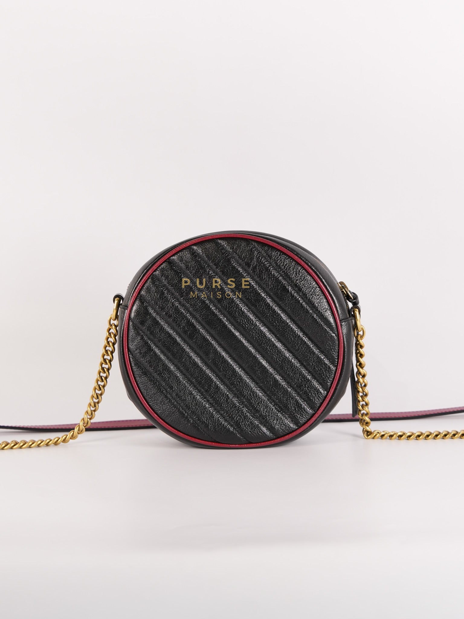 Marmont Black/Red Torchon Round Chain Bag | Purse Maison Luxury Bags Shop