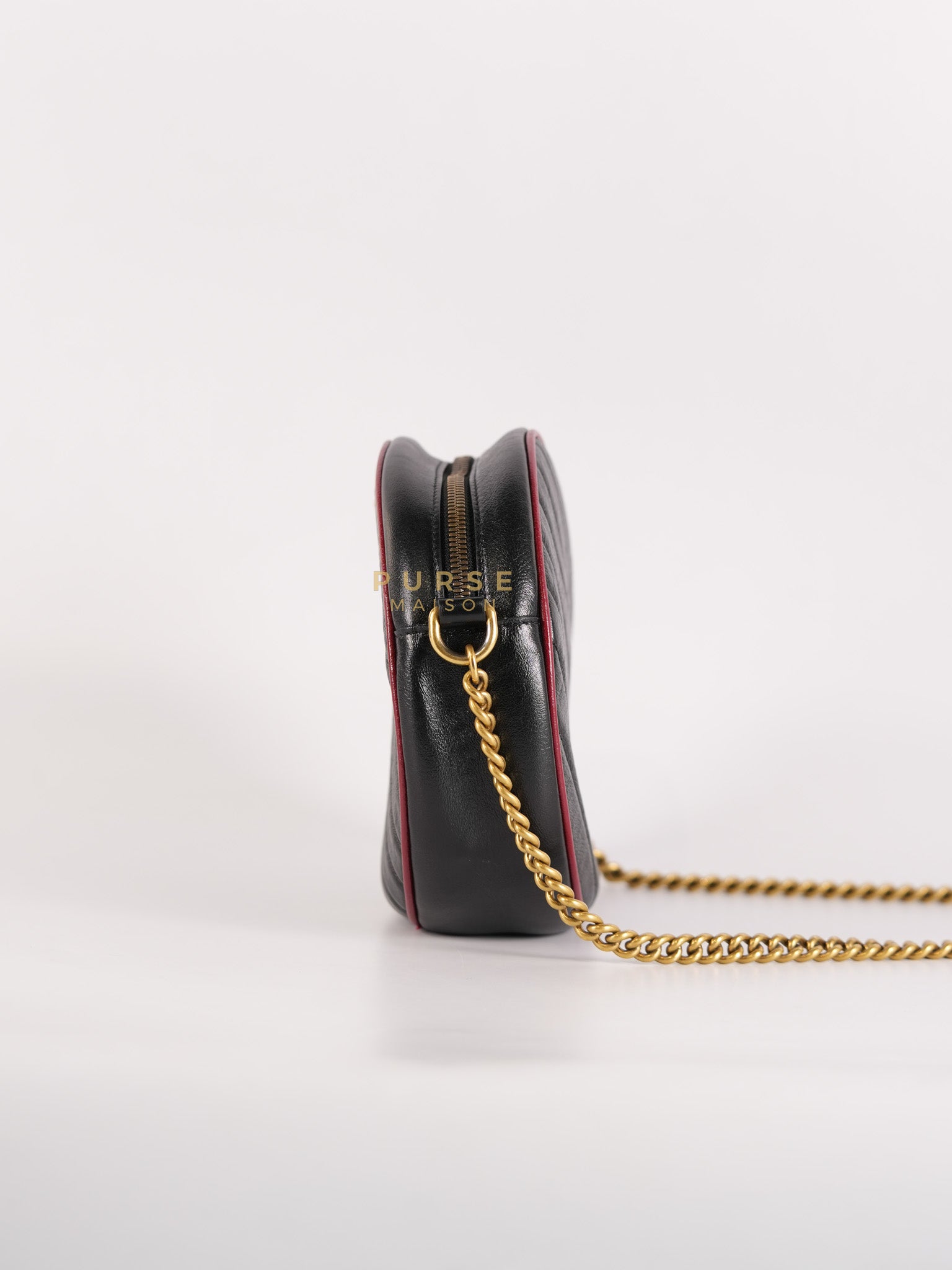 Marmont Black/Red Torchon Round Chain Bag | Purse Maison Luxury Bags Shop